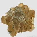Fluorite (twinned) included by Cinnabar, with Pyrite - illustrated - image 3