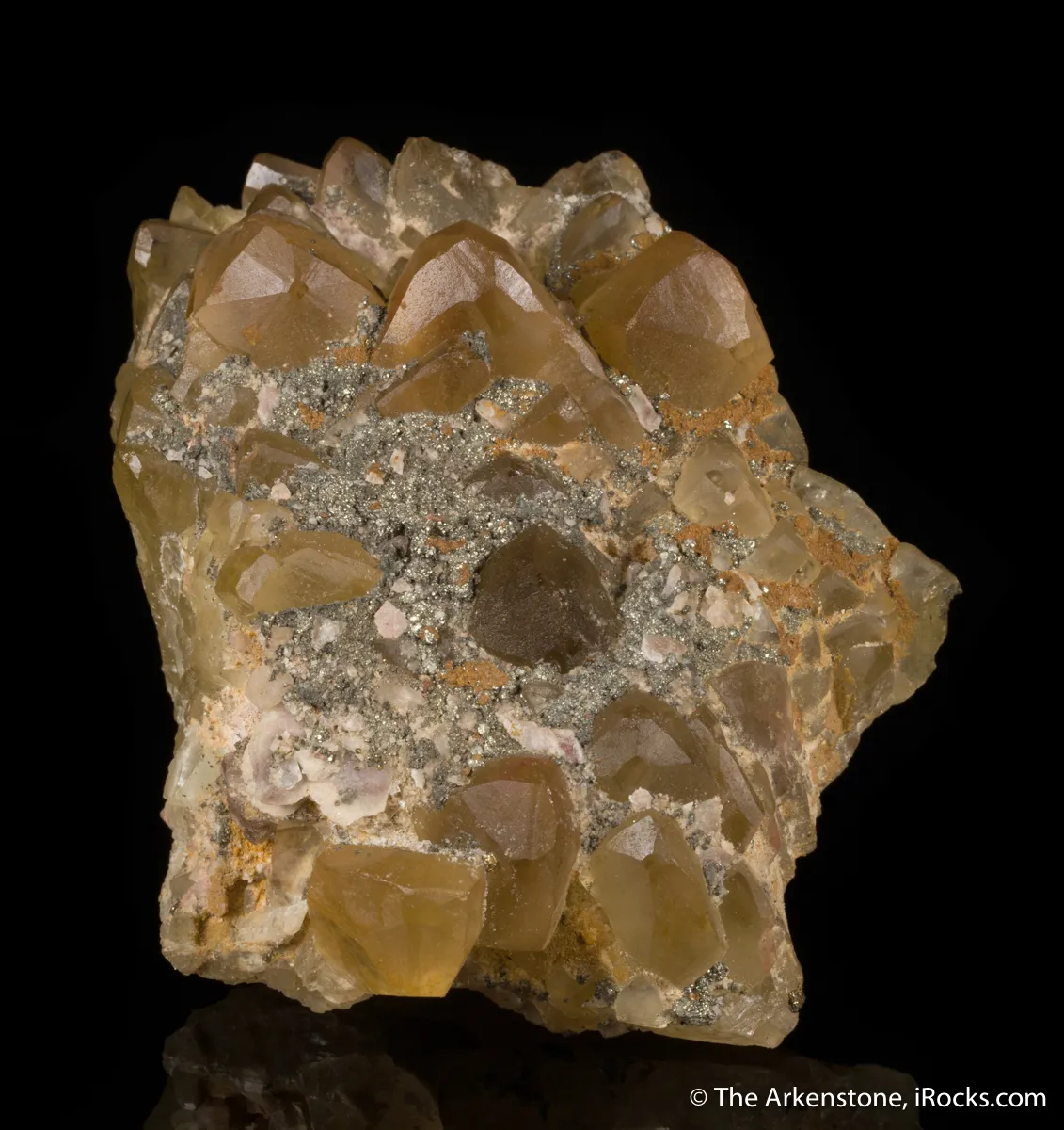 Fluorite (twinned) included by Cinnabar, with Pyrite - illustrated - image 6