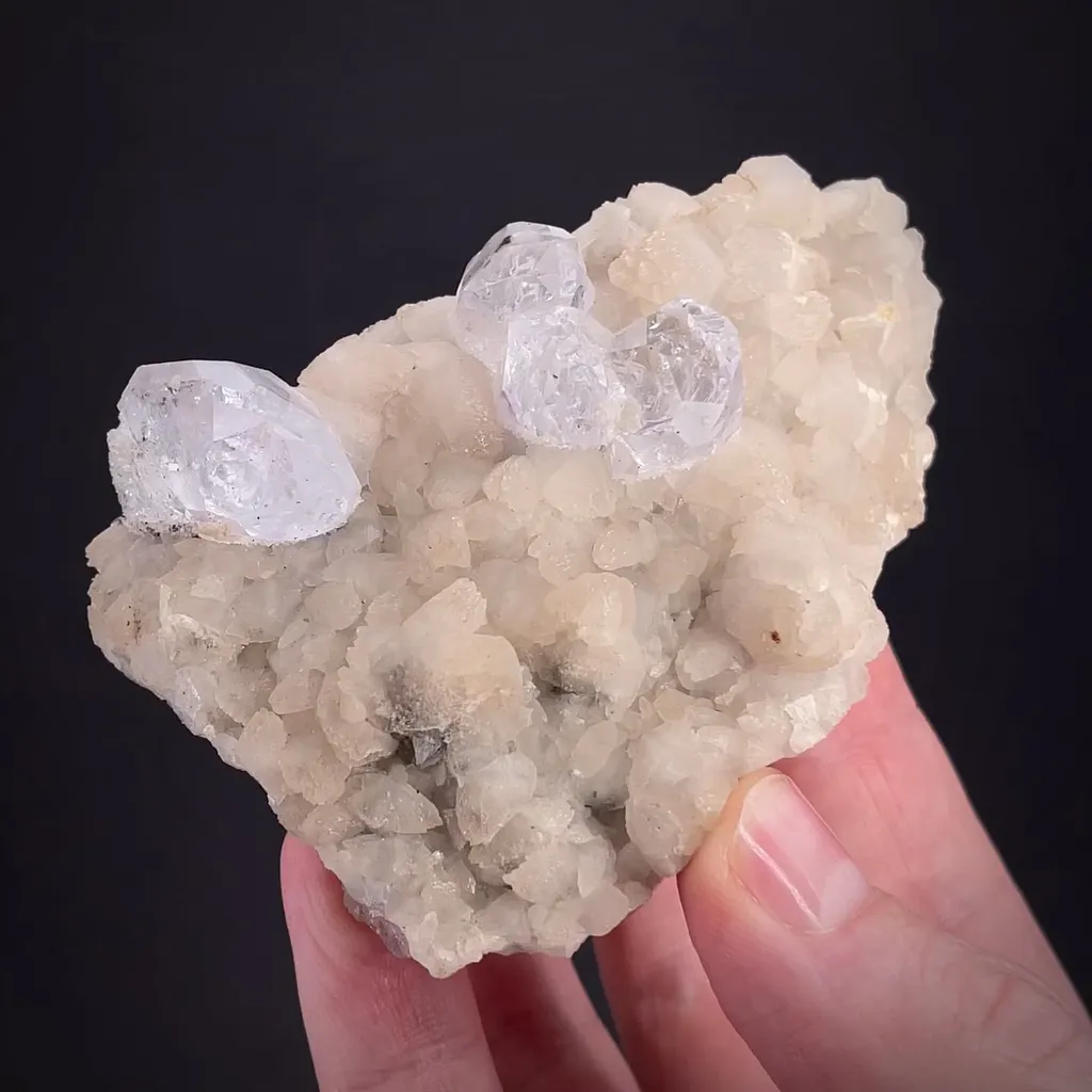 Fluorite (Twinned) on Calcite (Fluorescent) image