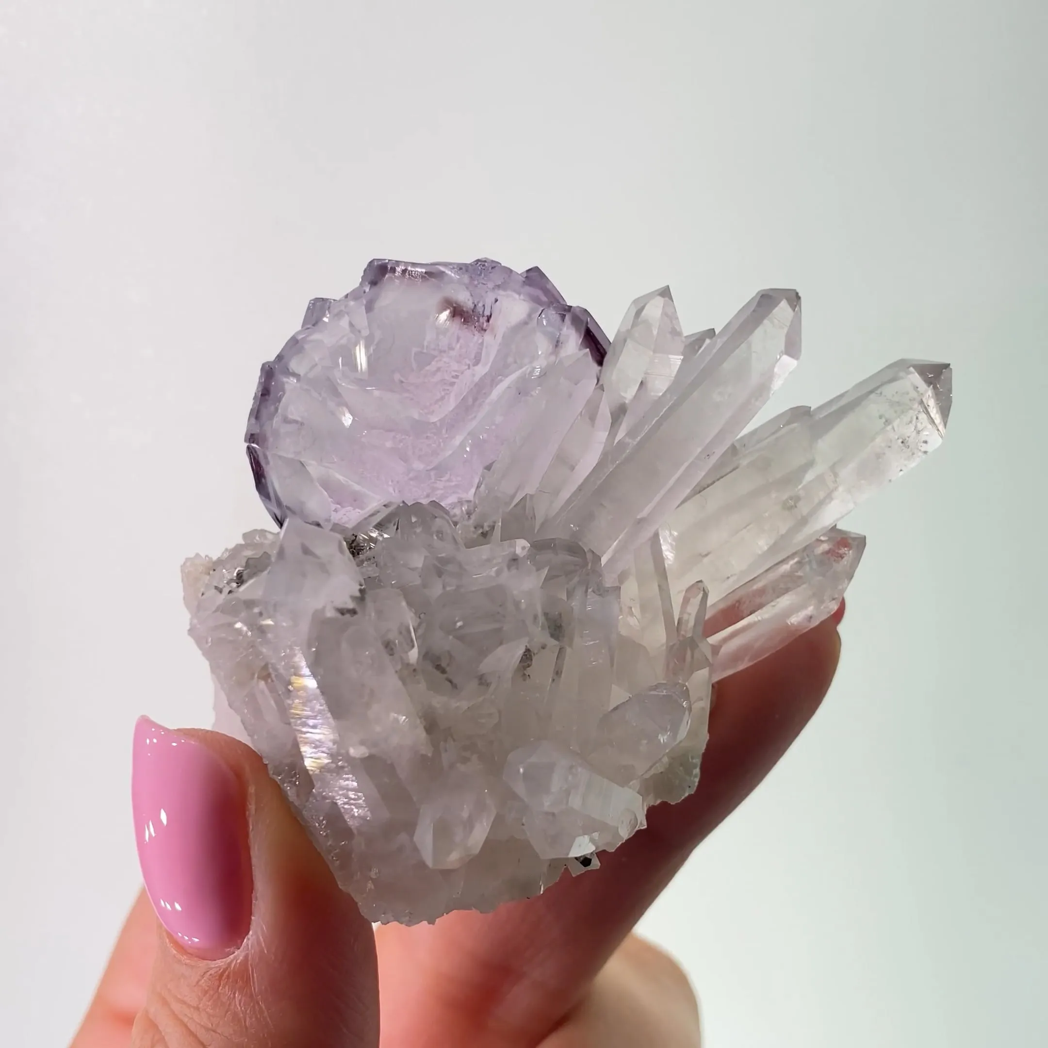 Fluorite (twinned) on Quartz - image 2
