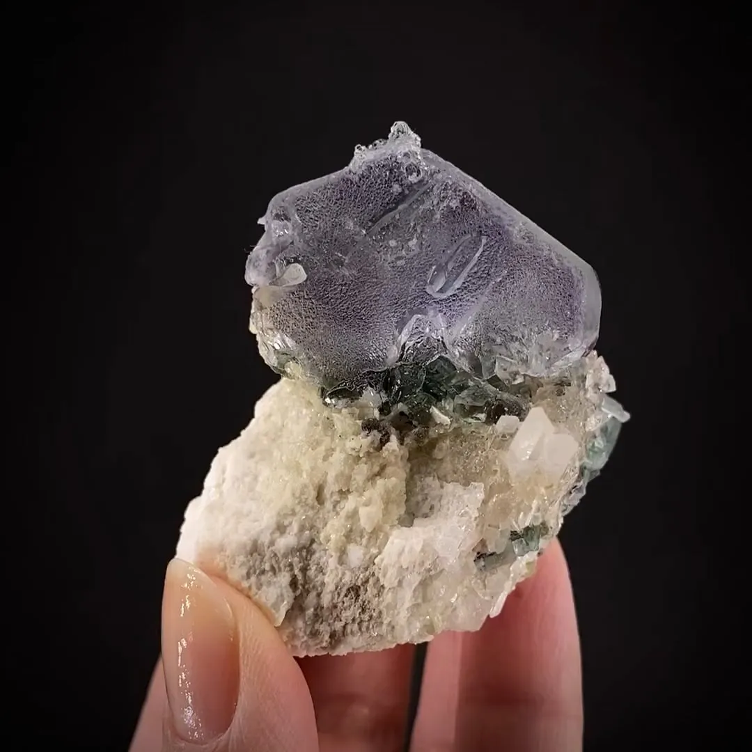 Fluorite (twinned) with Hyalite Opal - image 2