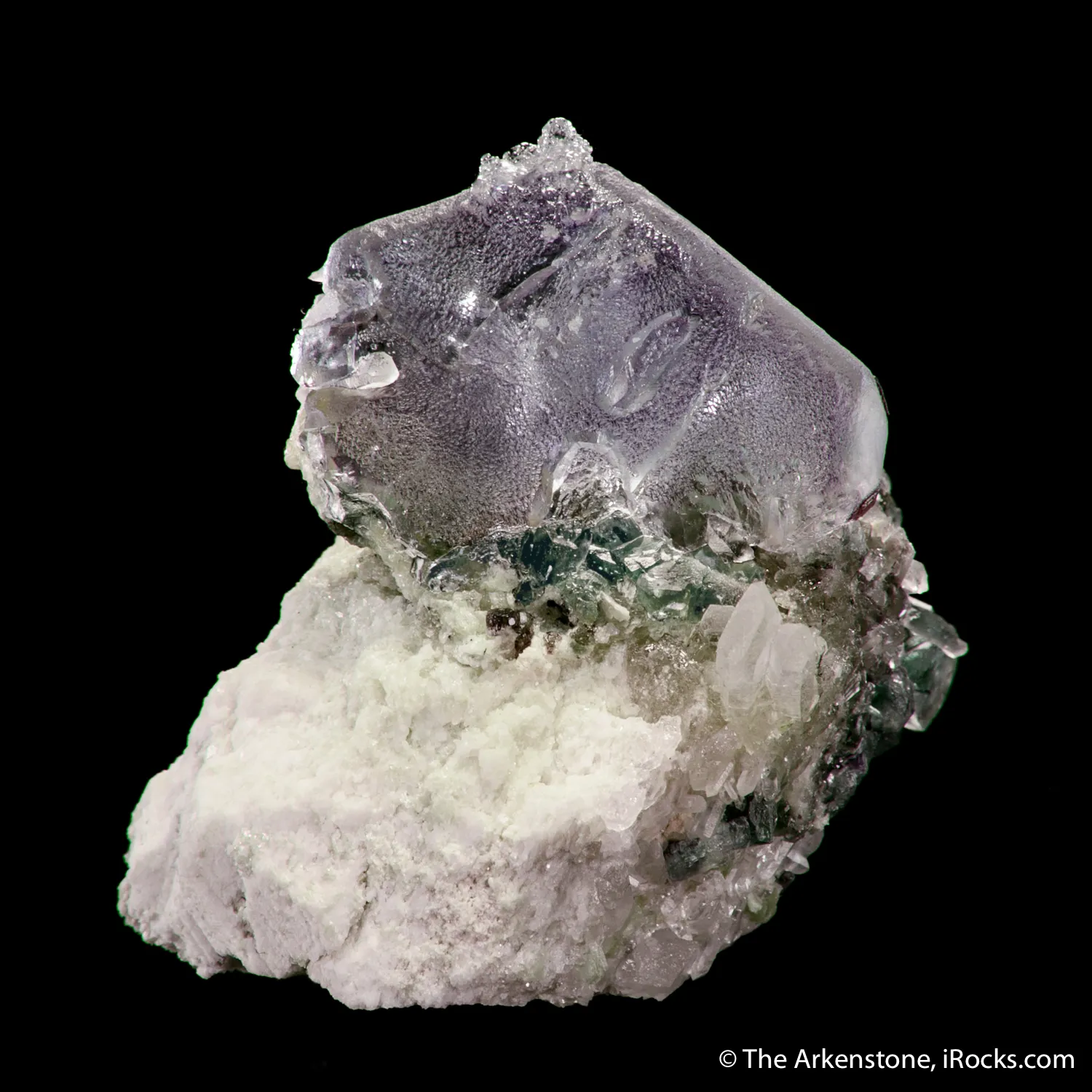 Fluorite (twinned) with Hyalite Opal - image 1
