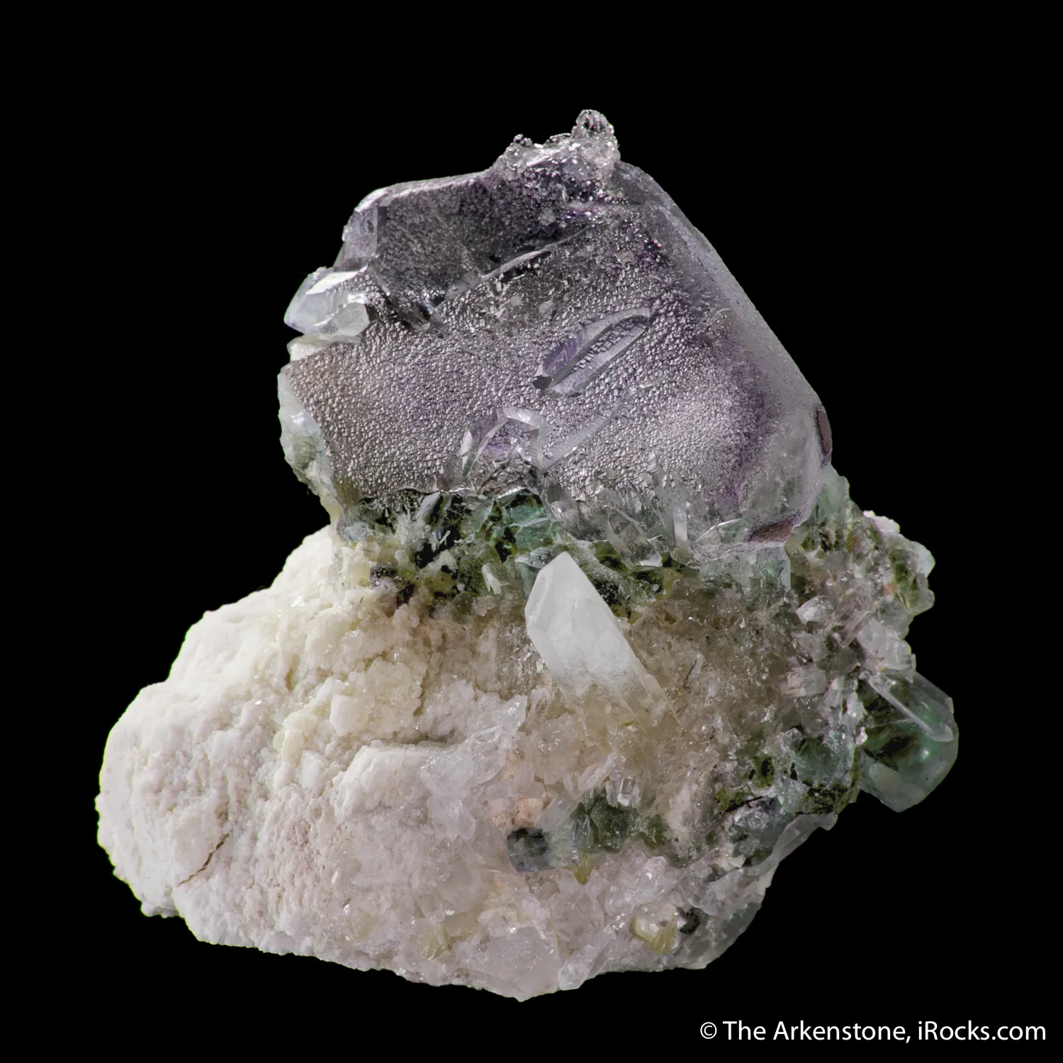 Fluorite (twinned) with Hyalite Opal - image 4