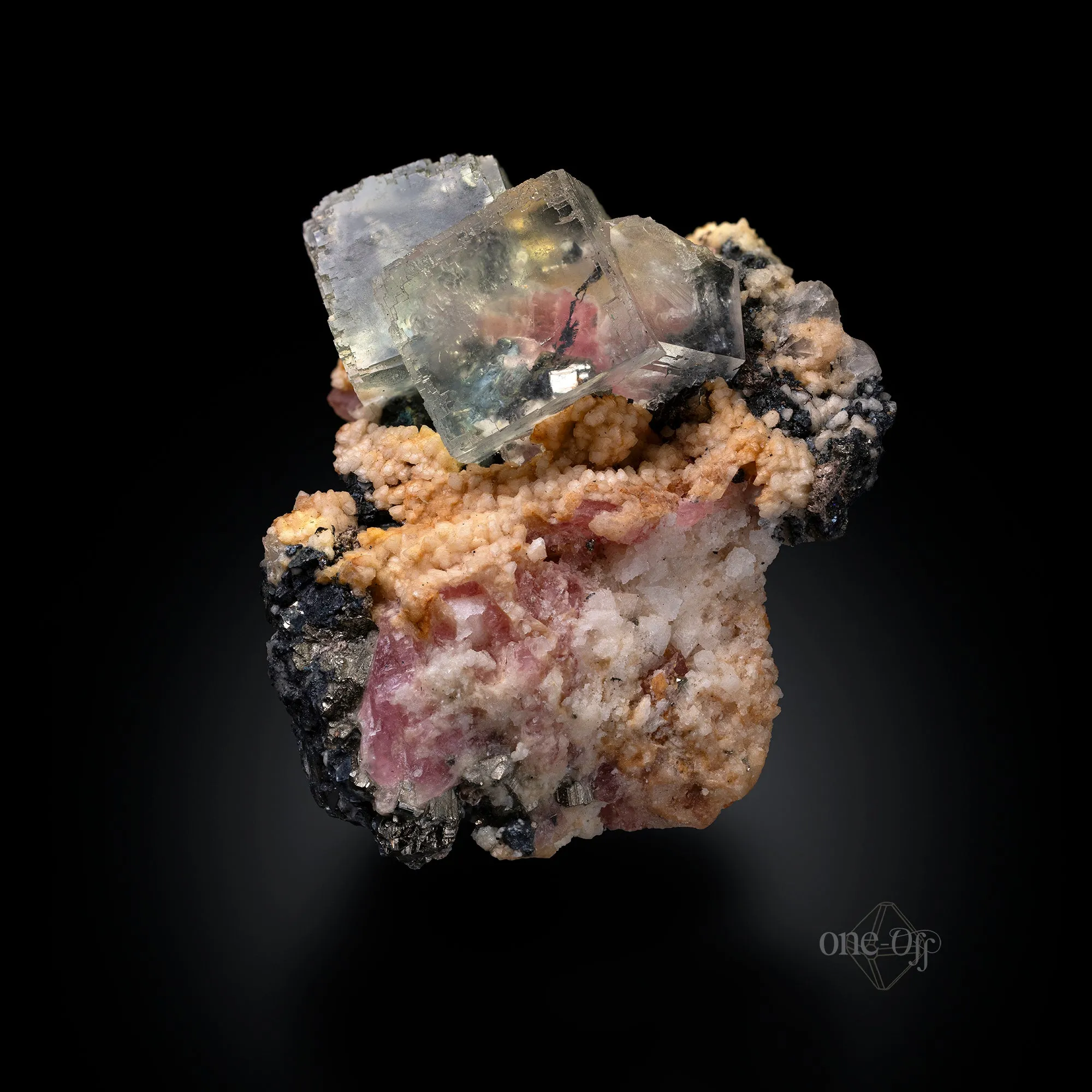 Fluorite w/ Rhodochrosite, Silver & Chalcopyrite - image 6