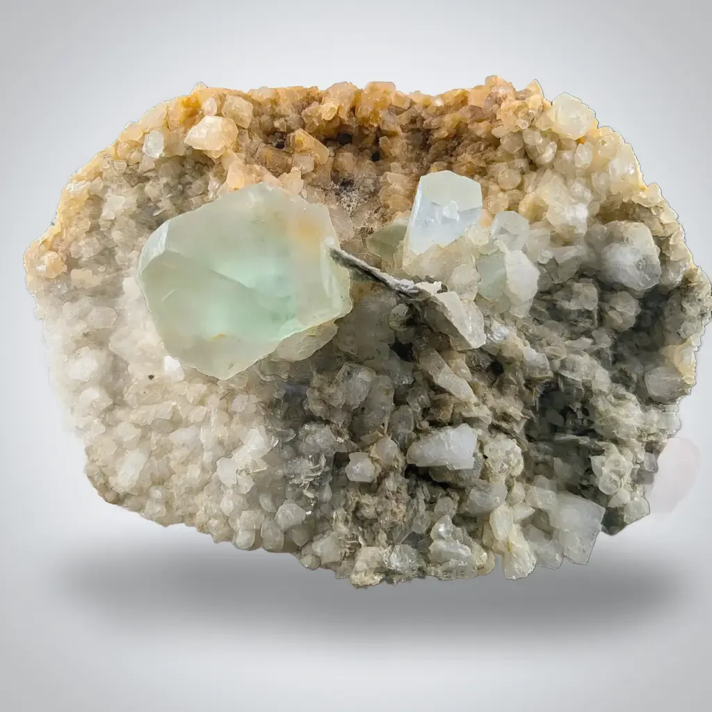 Fluorite with Aquamarine and Muscovite image