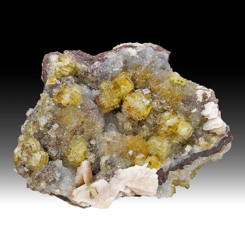 Fluorite with Barite, Quartz image