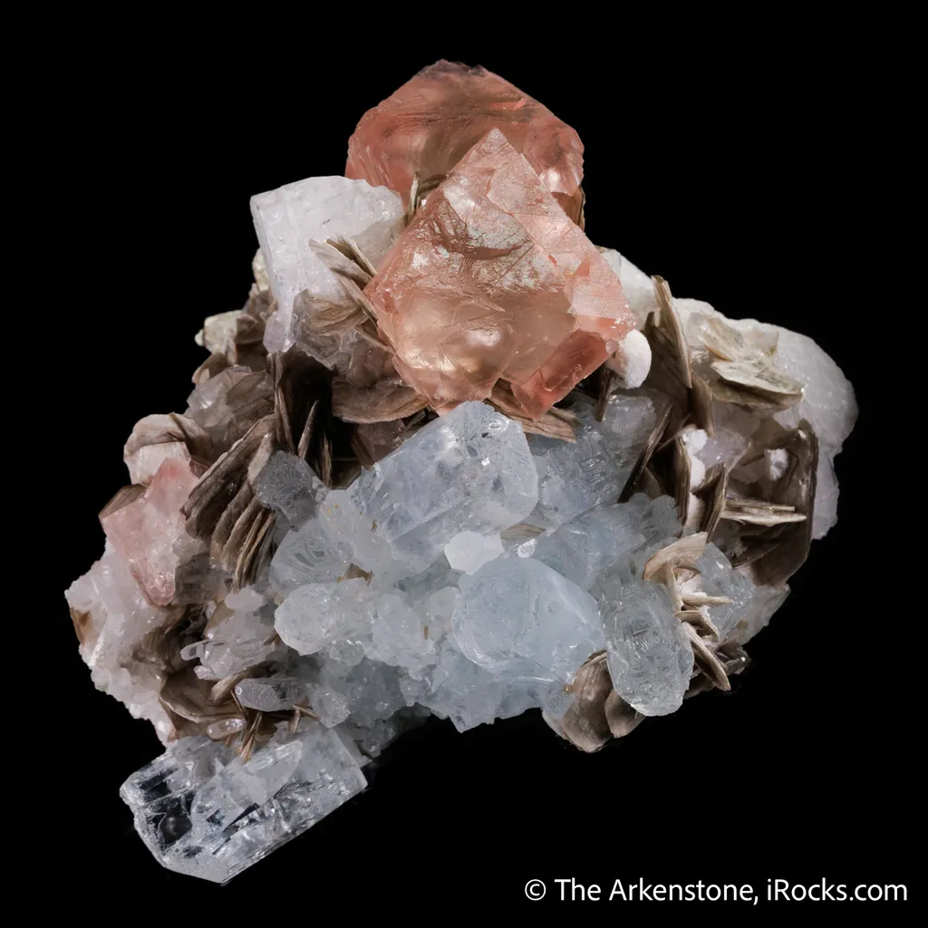 Fluorite with Beryl var. Aquamarine, Muscovite and Albite - image 6