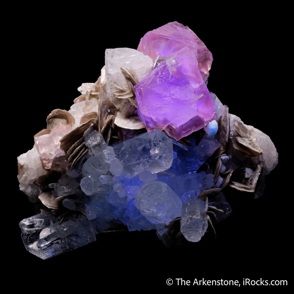 Fluorite with Beryl var. Aquamarine, Muscovite and Albite - image 8