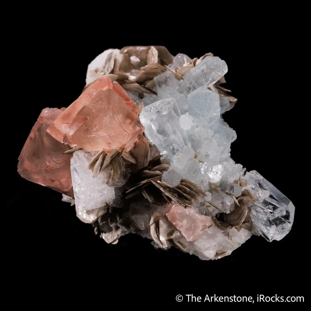 Fluorite with Beryl var. Aquamarine, Muscovite and Albite - image 4
