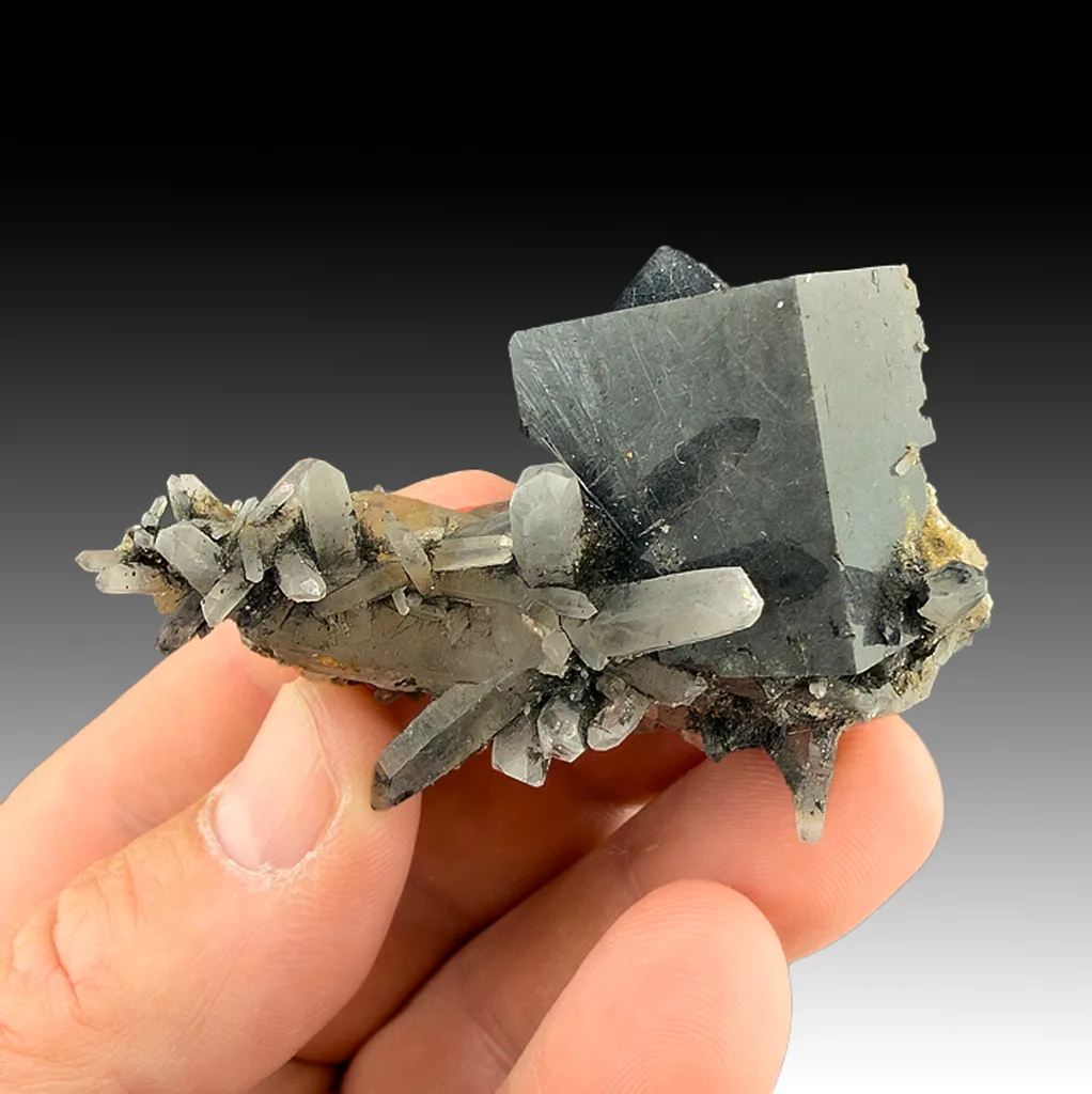 Fluorite with Boulangerite, Quartz image