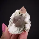 Fluorite with Byssolite inclusions, on Calcite - image 1