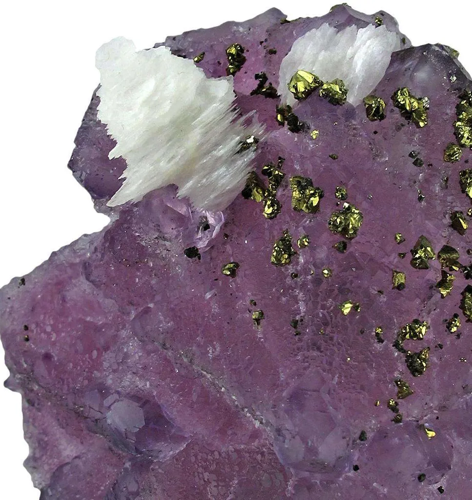 Fluorite With Calcite and Chalcopyrite image
