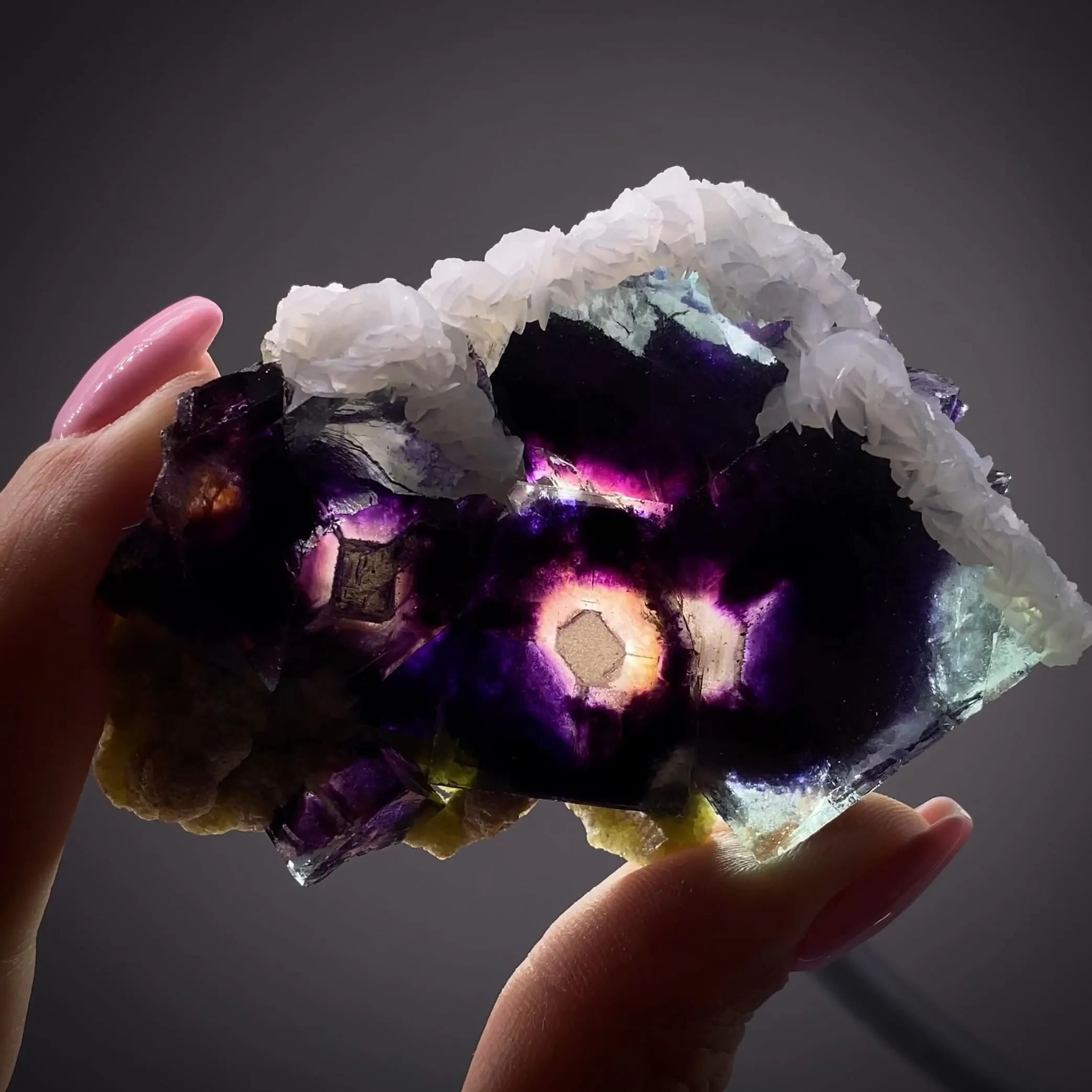 Fluorite with Calcite and Muscovite - image 2