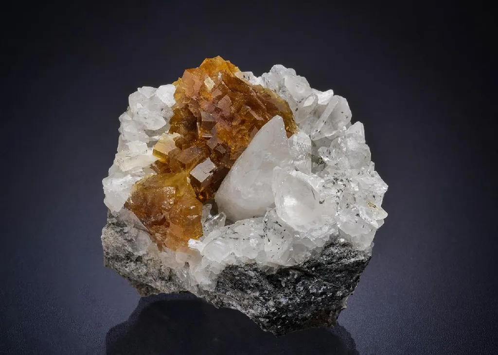 Fluorite with Calcite and Pyrite image