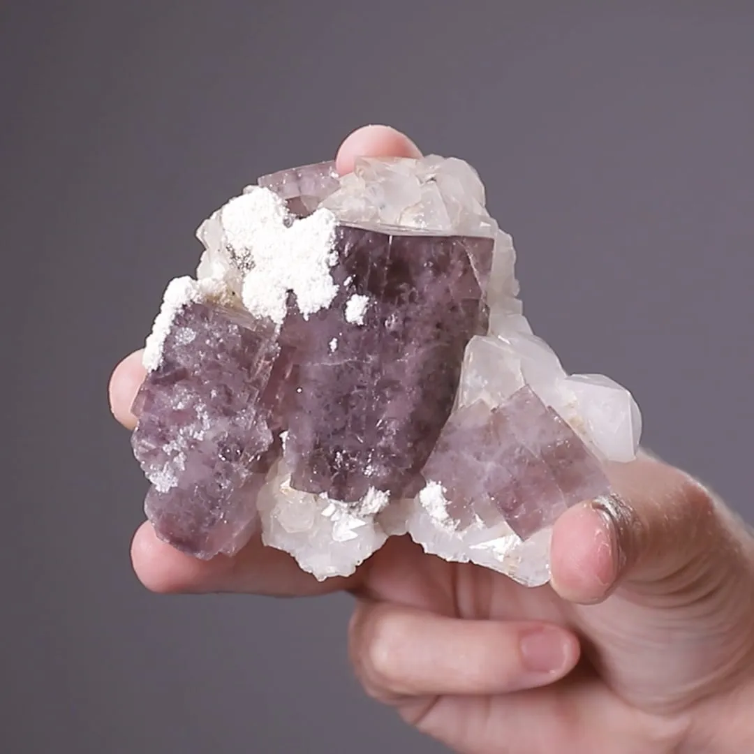 Fluorite with Calcite and Pyrite on Quartz - image 2