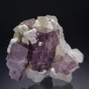 Fluorite with Calcite and Pyrite on Quartz - image 1