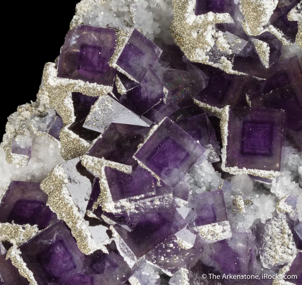 Fluorite with Calcite and Pyrite "snowcaps" - image 2