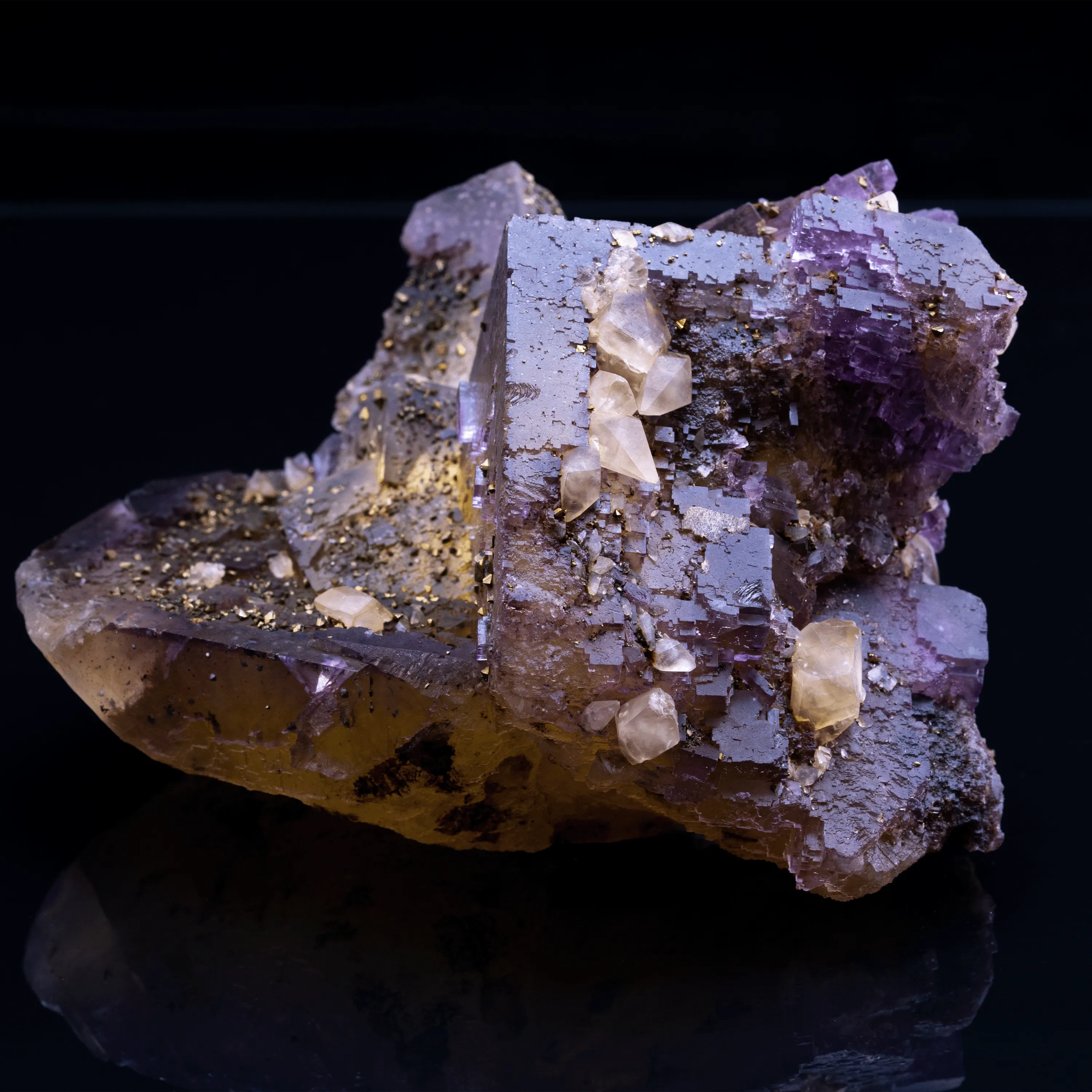 Fluorite with Calcite & Chalcopyrite - Denton Mine - image 8