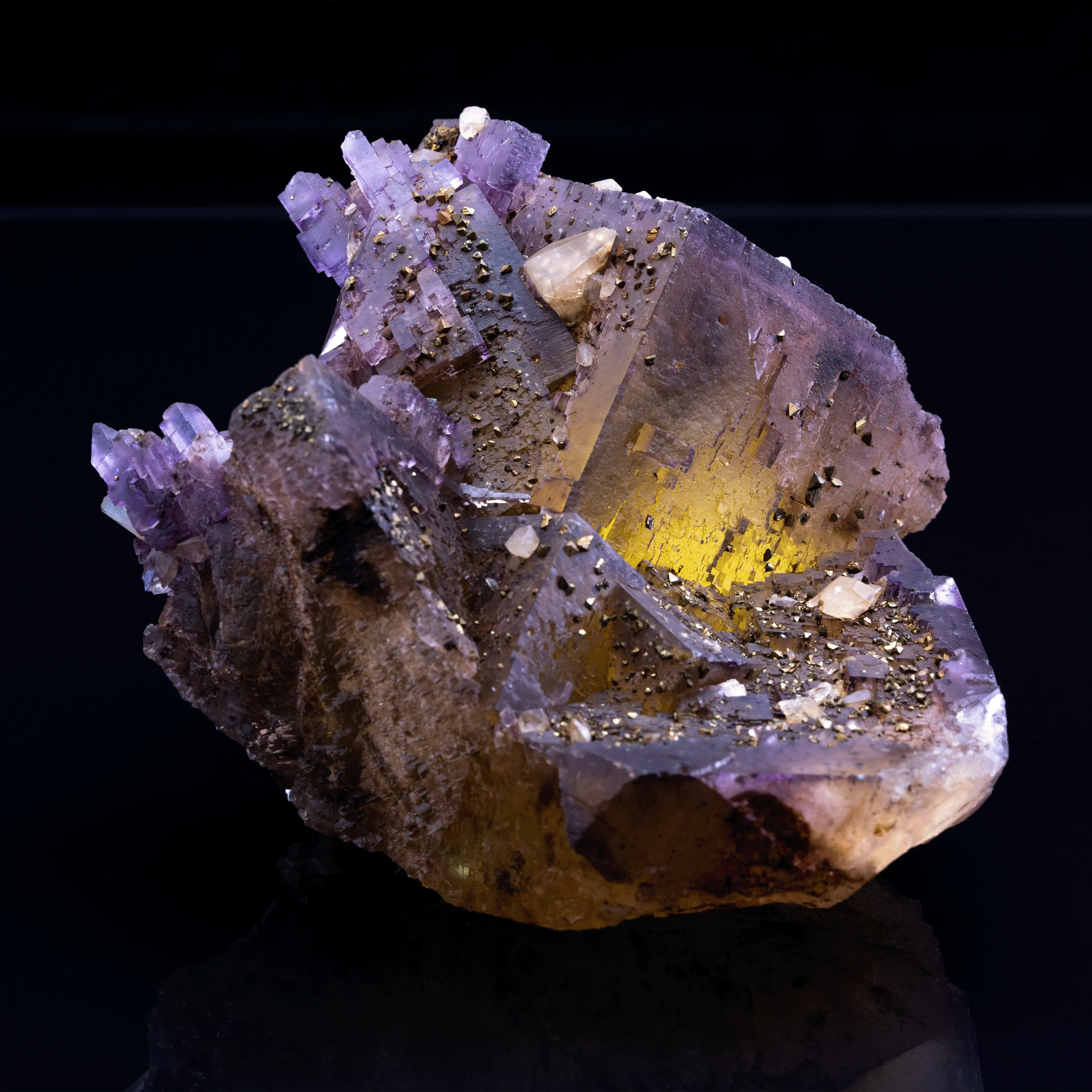 Fluorite with Calcite & Chalcopyrite - Denton Mine - image 7