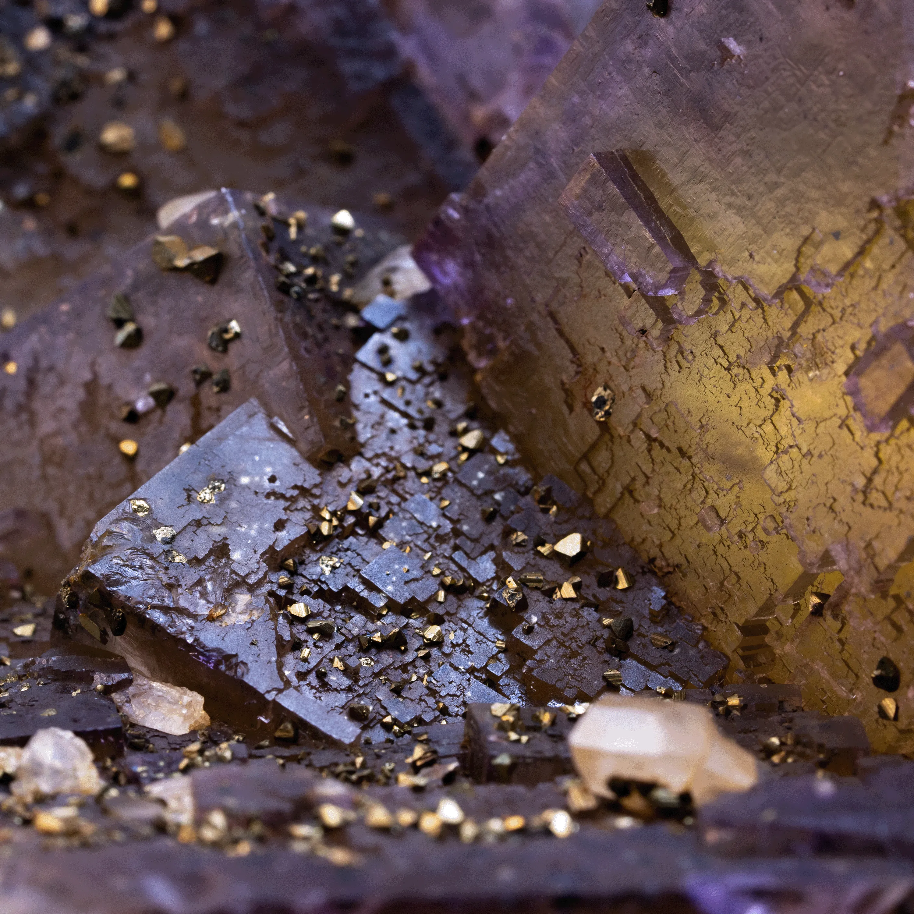 Fluorite with Calcite & Chalcopyrite - Denton Mine - image 2