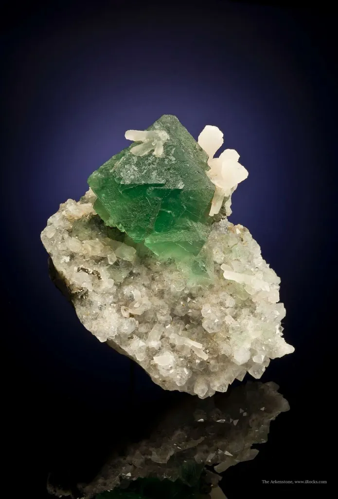 Fluorite With Calcite on Quartz - image 3