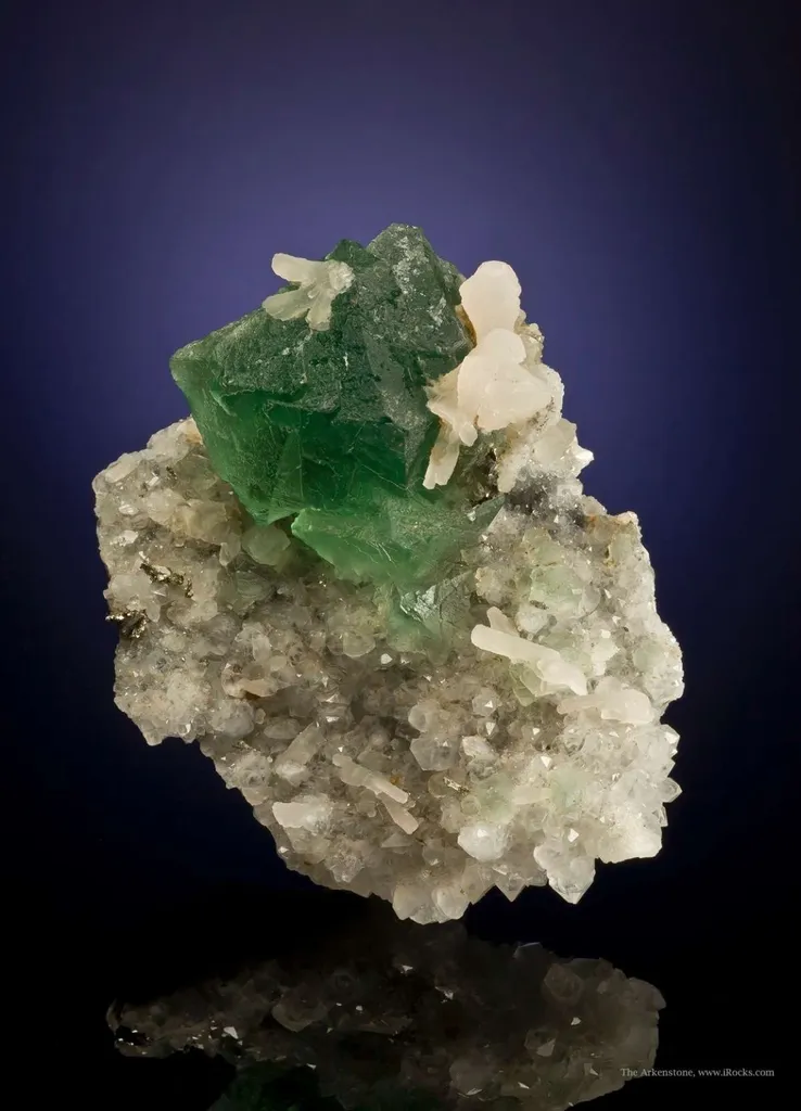 Fluorite With Calcite on Quartz - image 2