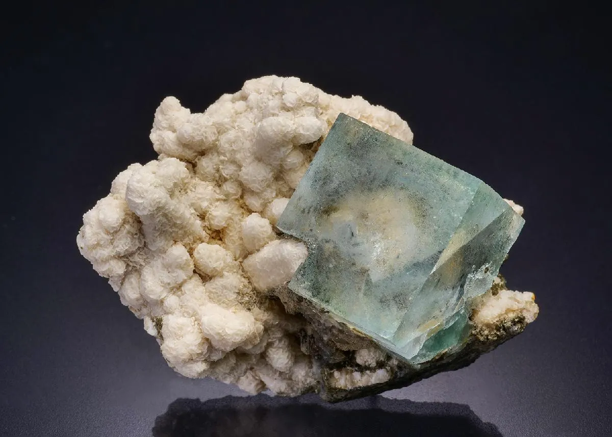 Fluorite with Calcite on Quartz - image 1
