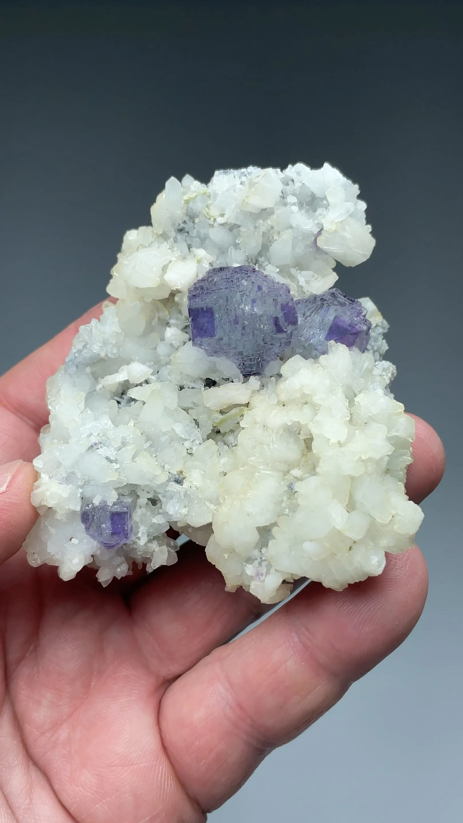 Fluorite with Calcite, Quartz - image 2