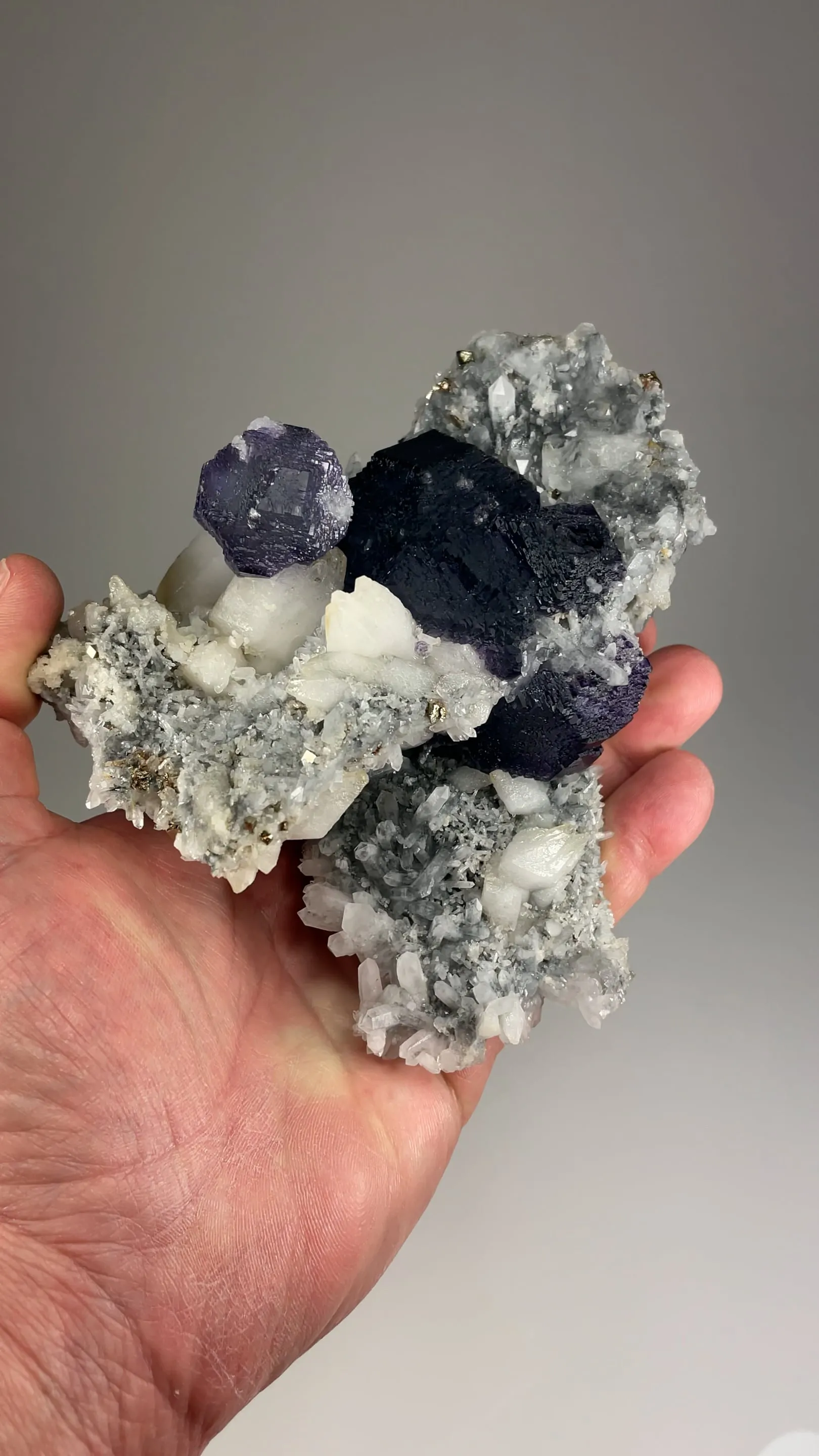 Fluorite with Calcite, Quartz - image 2