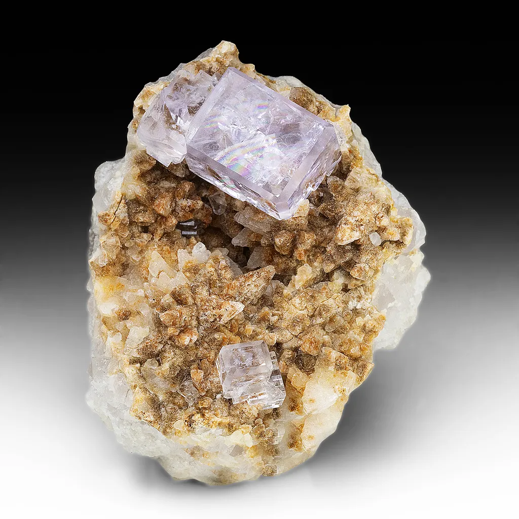 Fluorite with Calcite, Quartz image