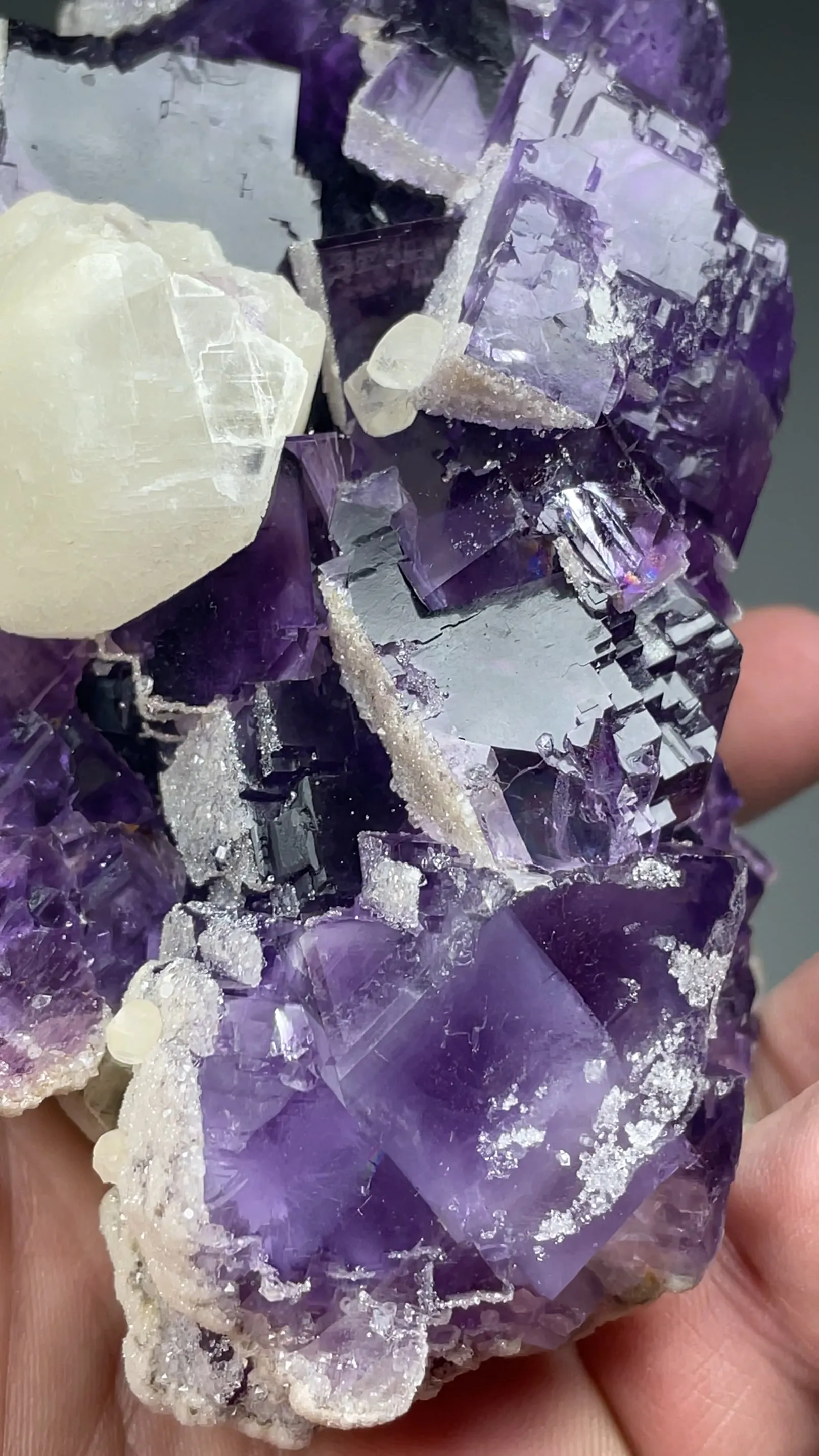 Fluorite with Calcite, Quartz - image 2