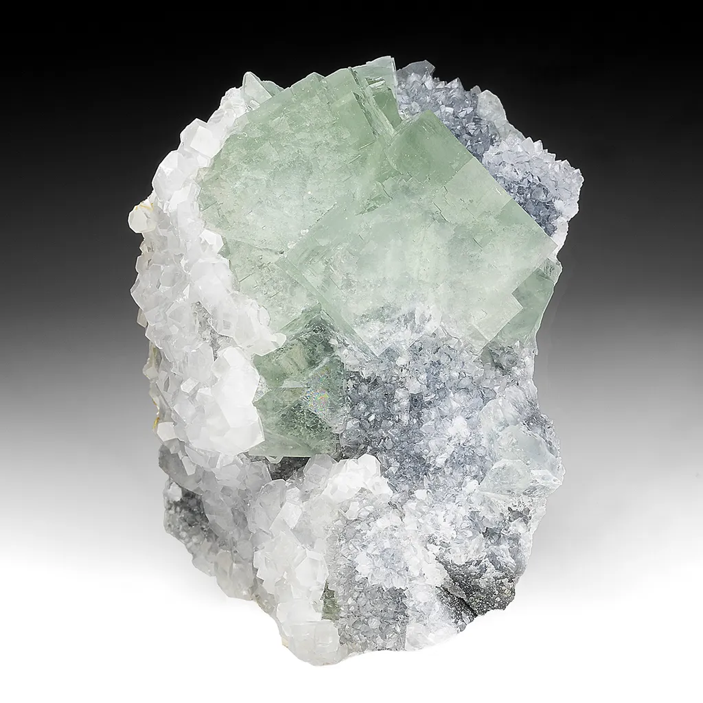 Fluorite with Calcite, Quartz image