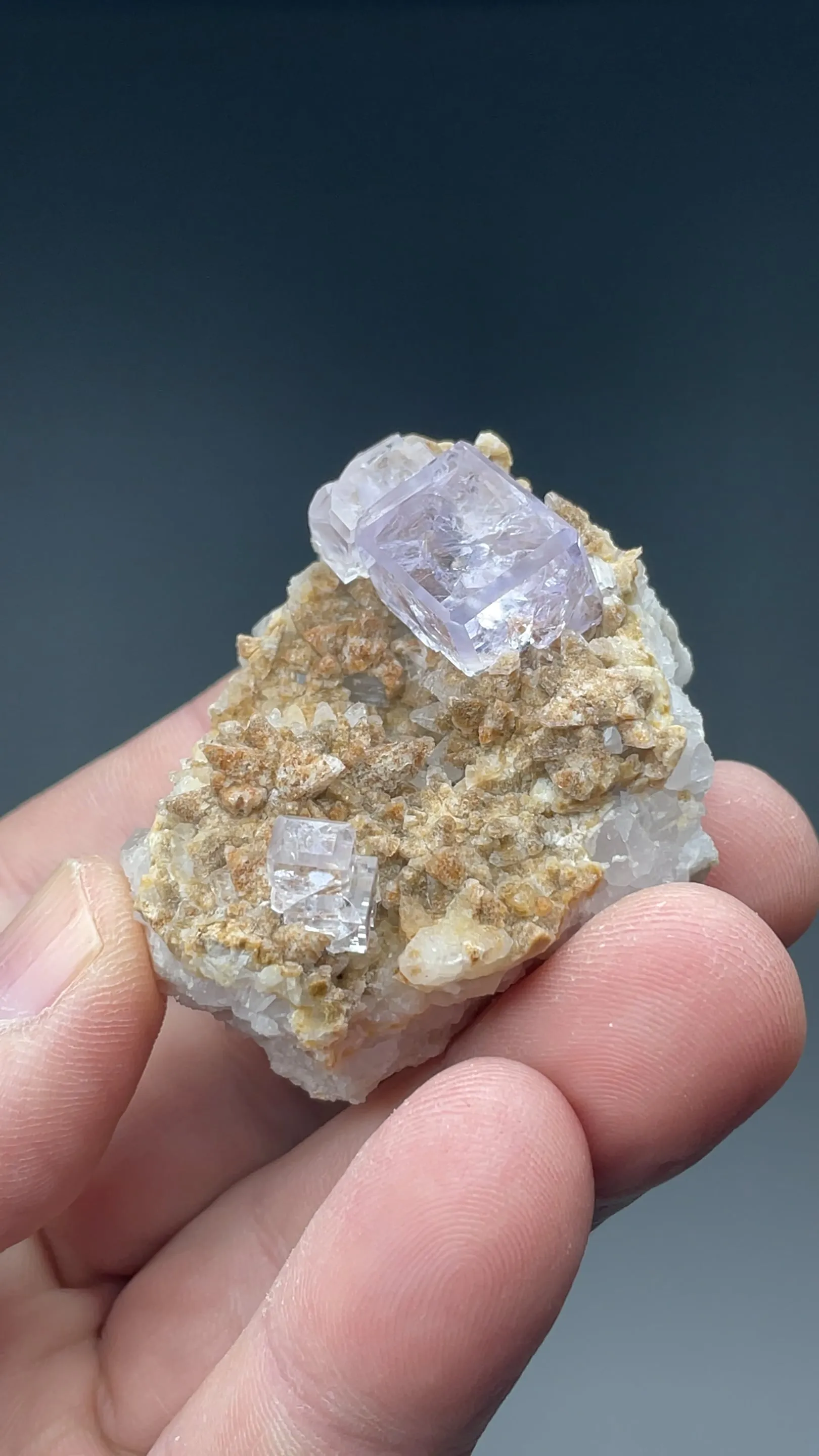 Fluorite with Calcite, Quartz - image 2