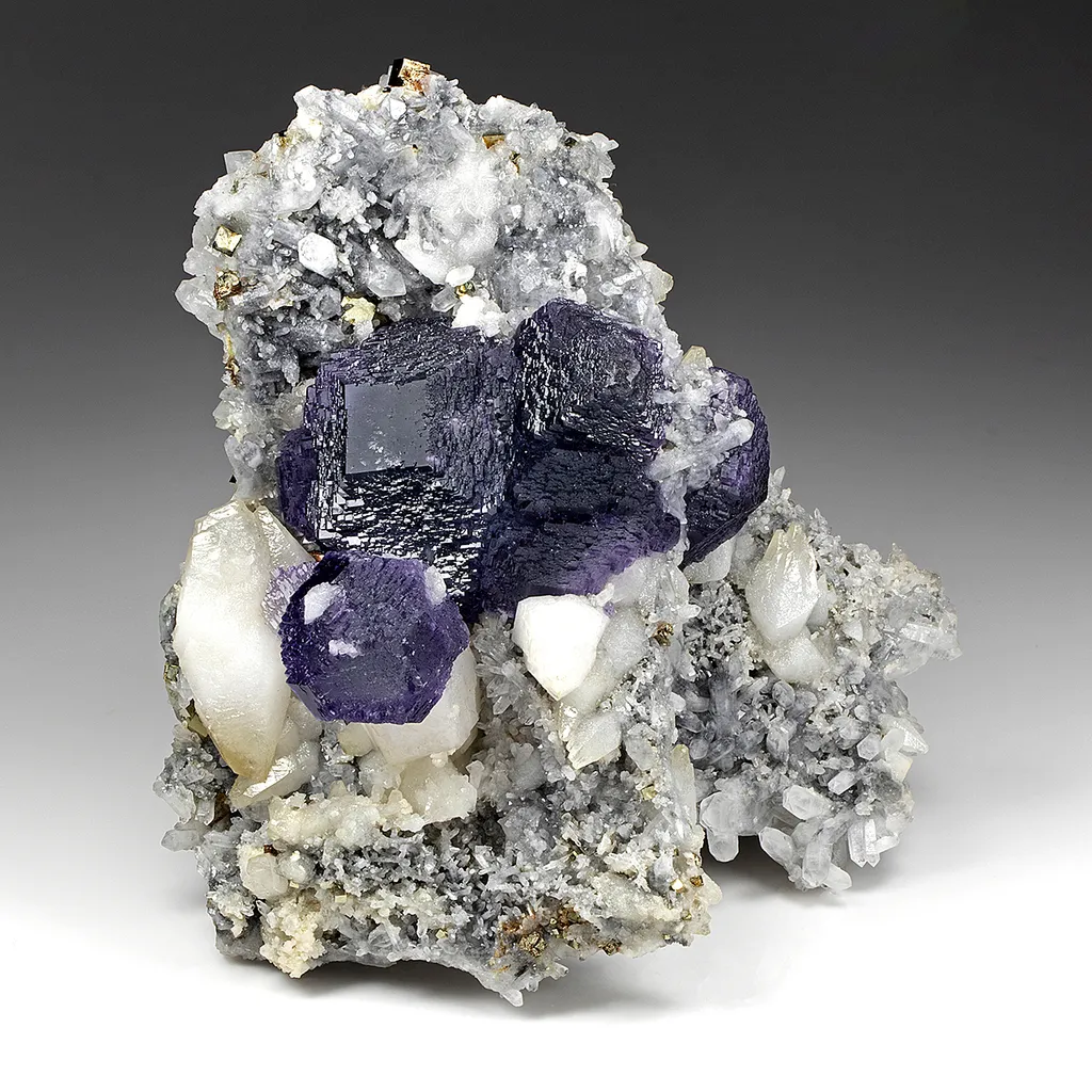 Fluorite with Calcite, Quartz image