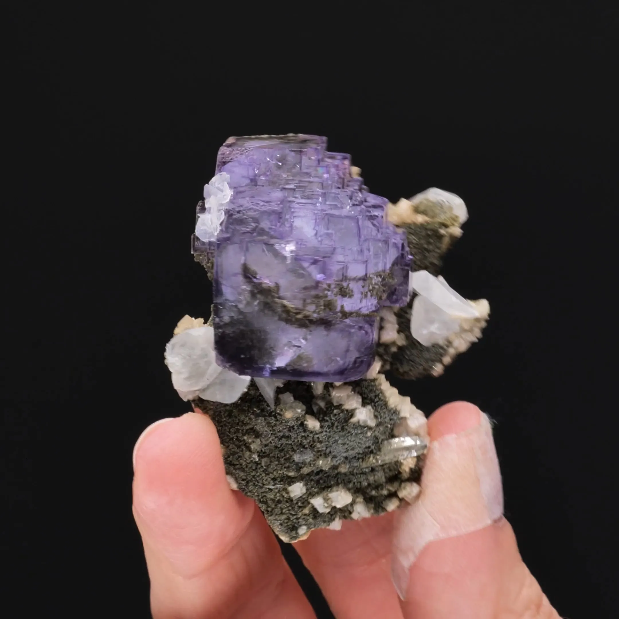 Fluorite with Calcite, Quartz Dolomite, Muscovite and Pyrite - image 2