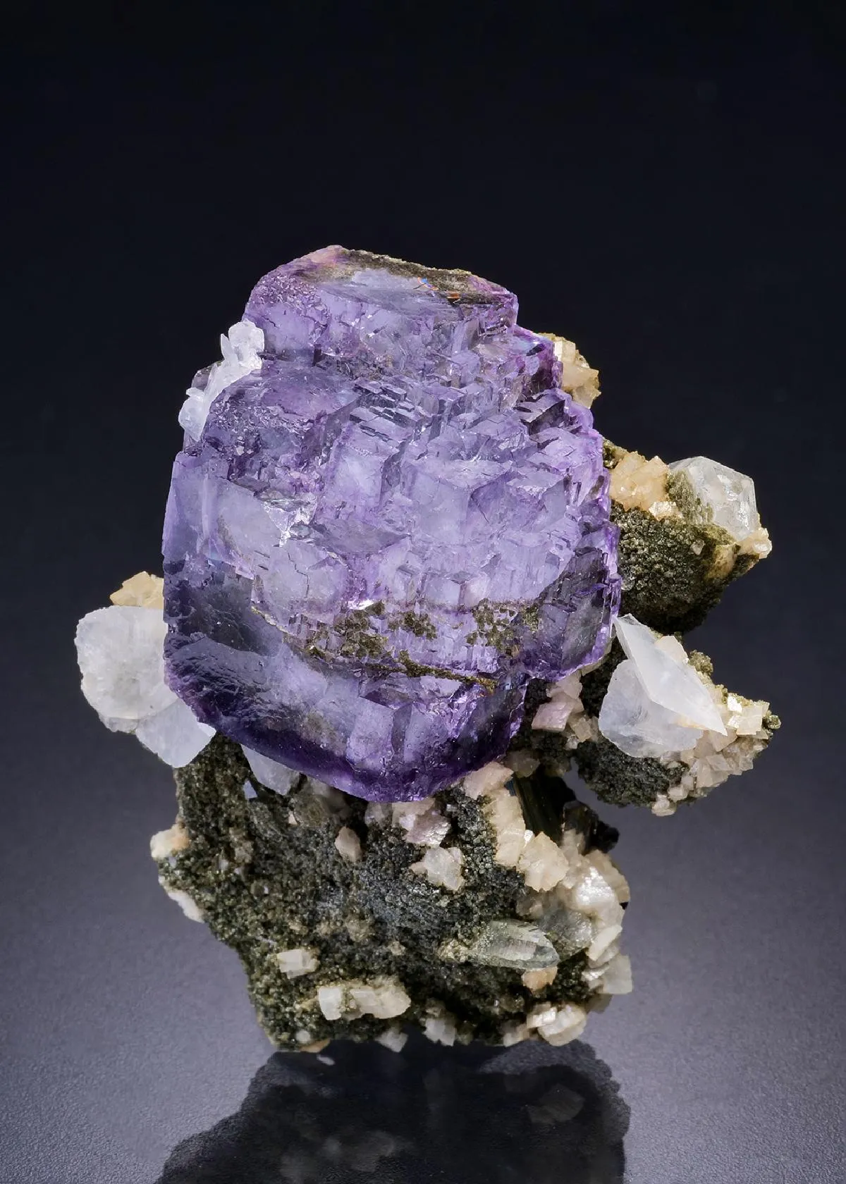 Fluorite with Calcite, Quartz Dolomite, Muscovite and Pyrite - image 1