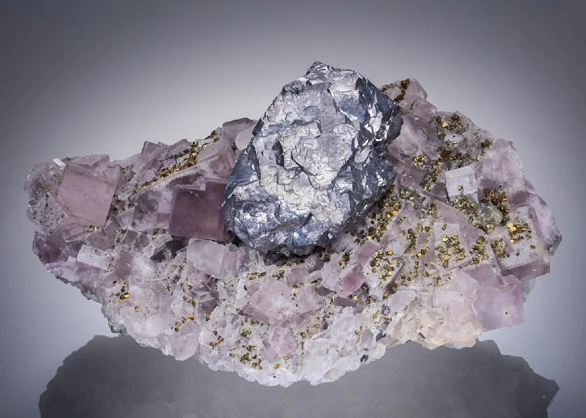 Fluorite with Chalcopyrite and Galena - image 1