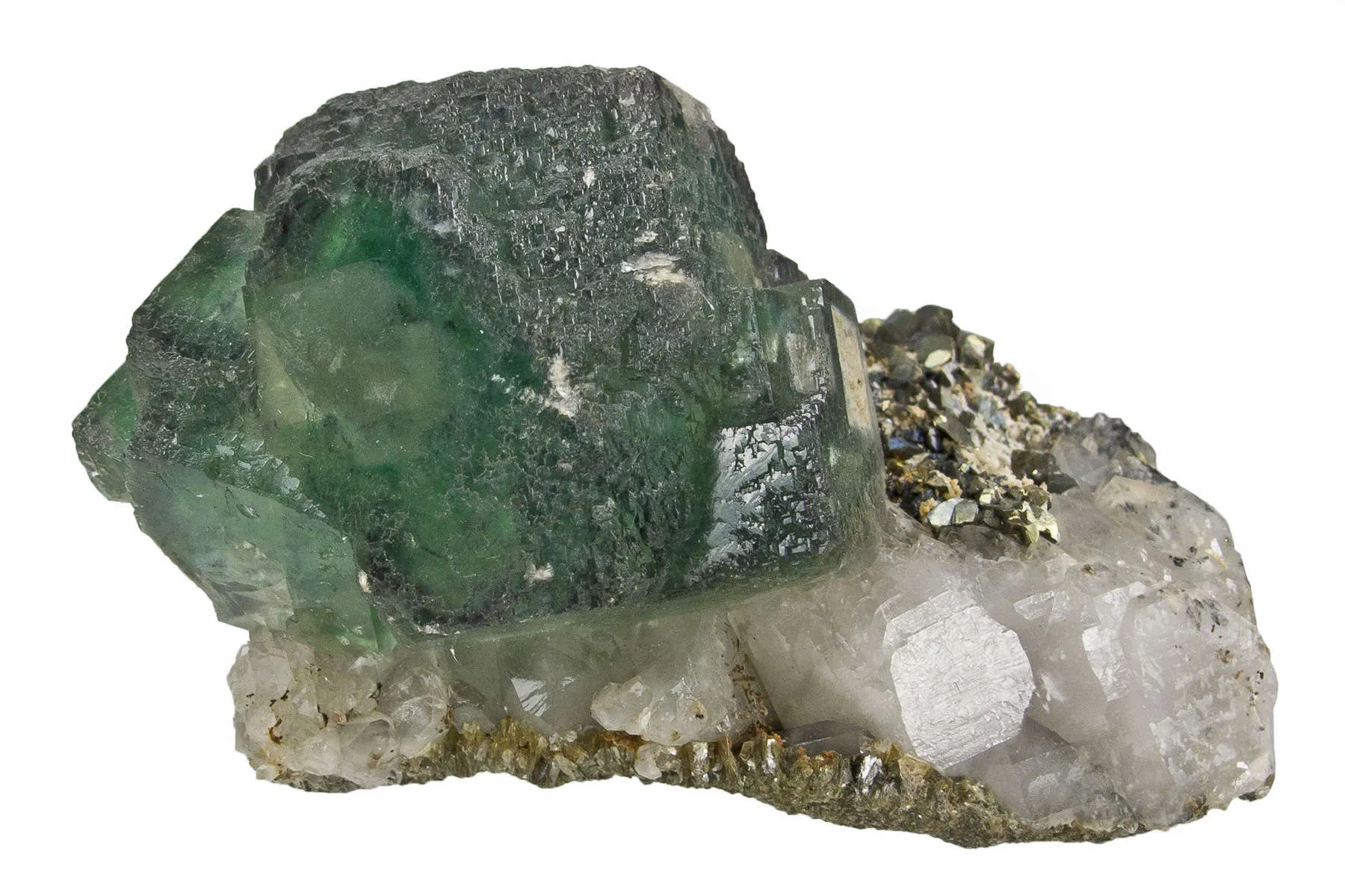 Fluorite With Chalcopyrite on Quartz - image 2