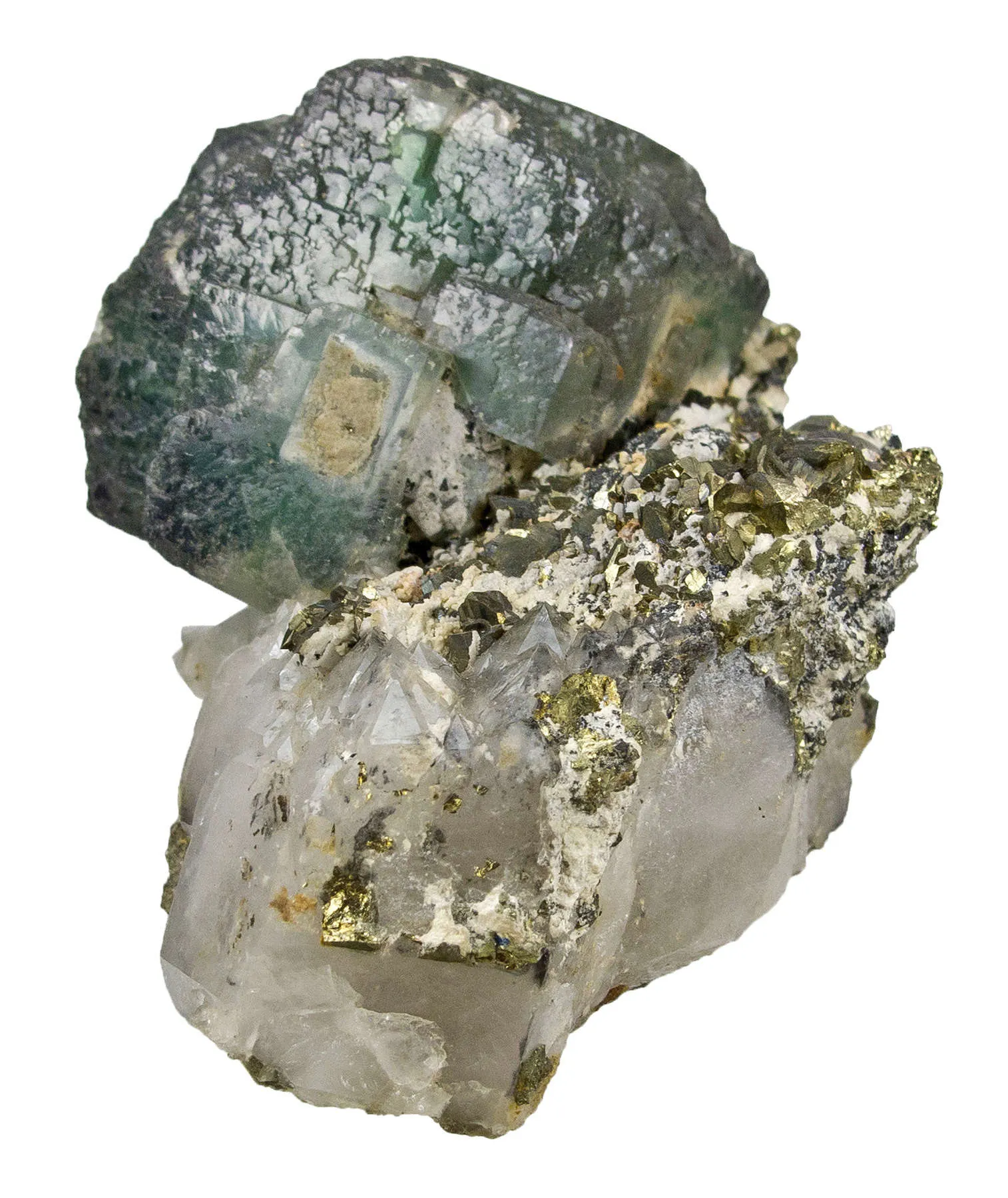 Fluorite With Chalcopyrite on Quartz - image 4