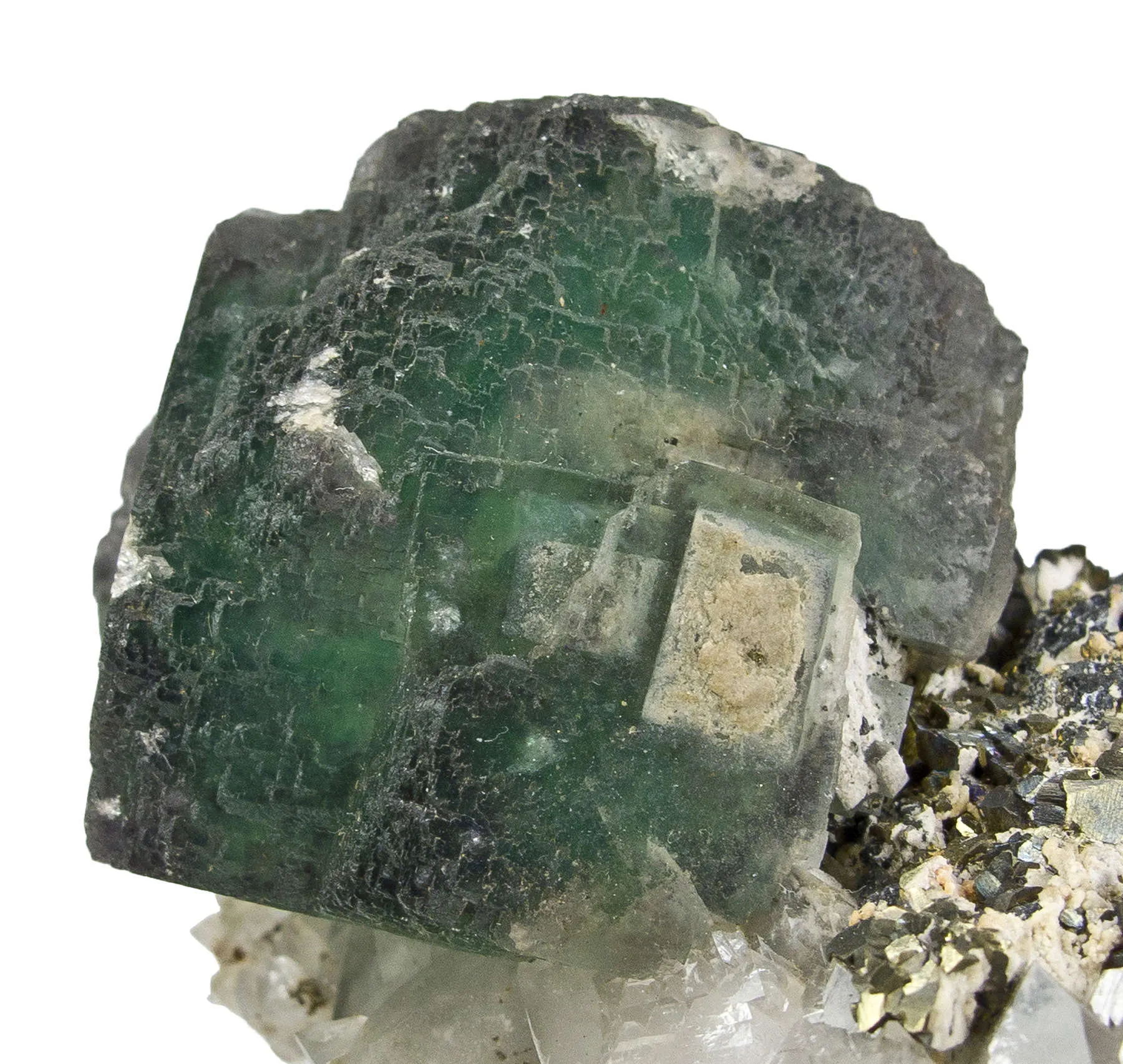 Fluorite With Chalcopyrite on Quartz - image 3