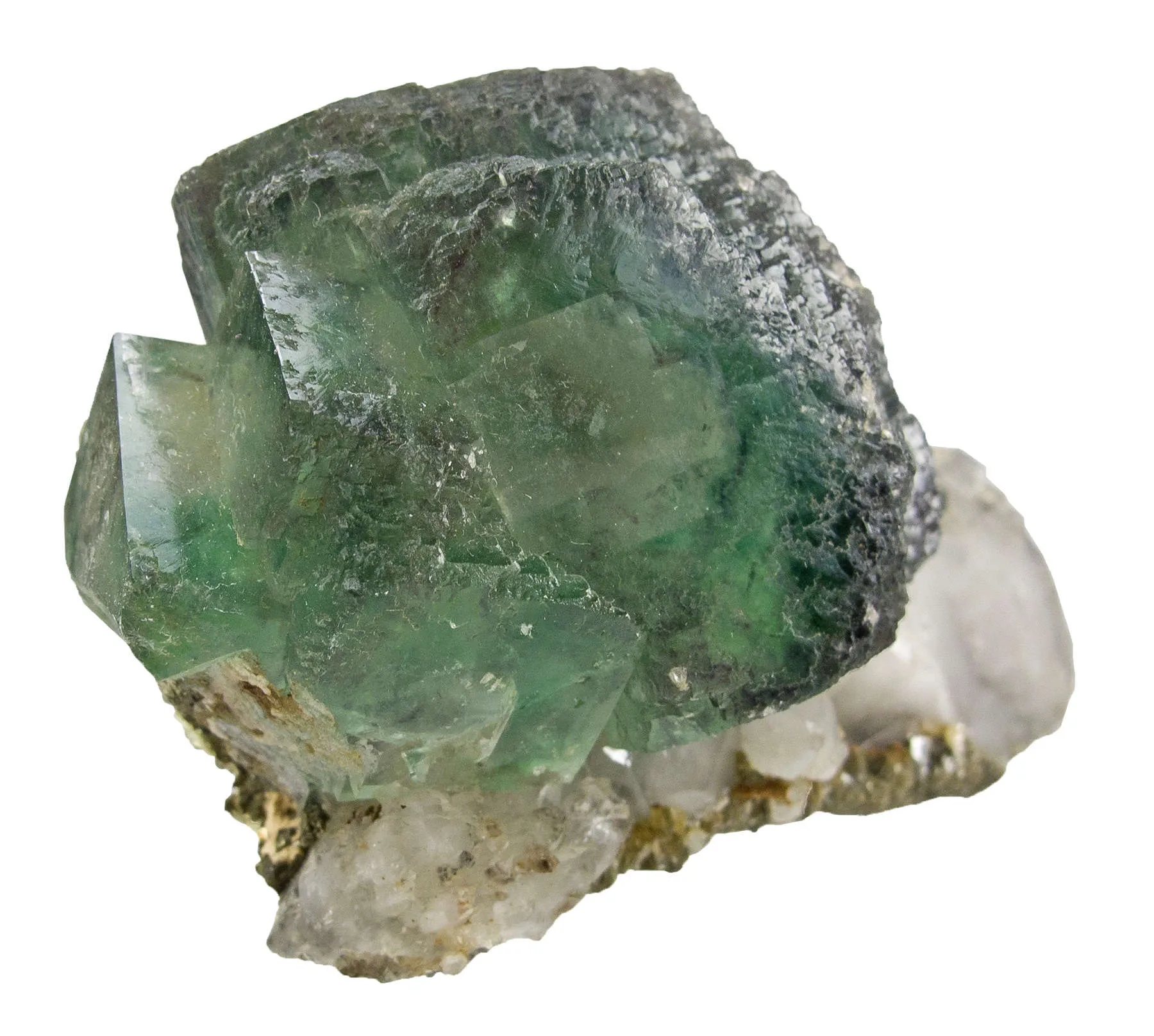Fluorite With Chalcopyrite on Quartz - image 1