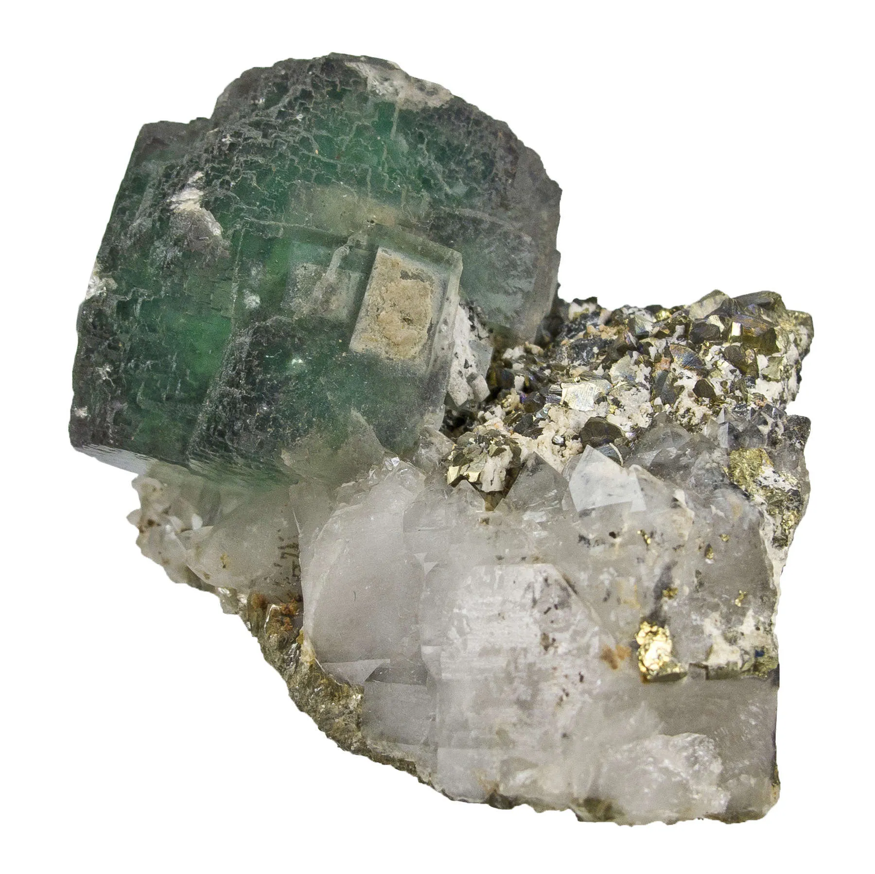 Fluorite With Chalcopyrite on Quartz - image 5