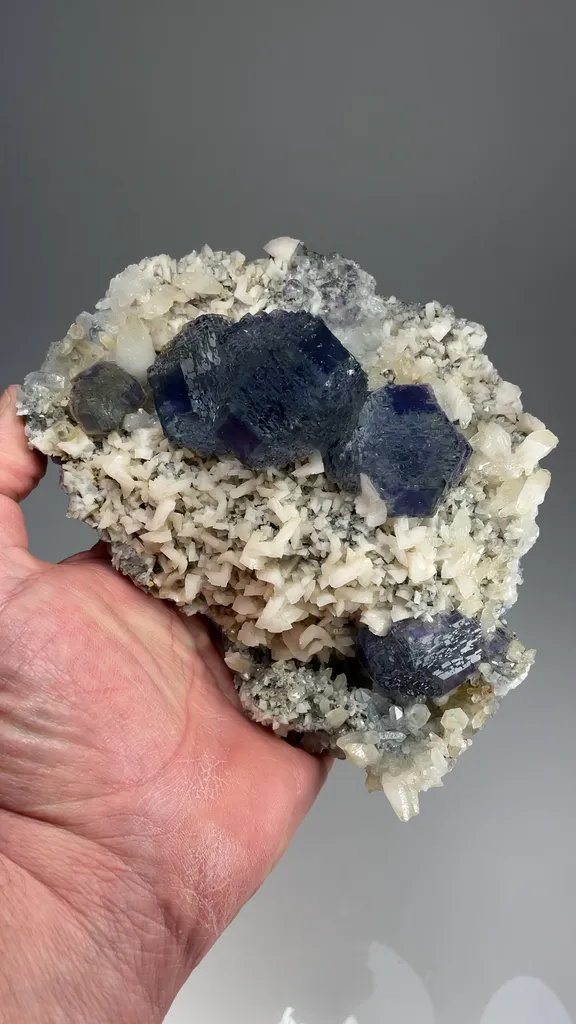 Fluorite with Dolomite, Calcite, Quartz - image 2