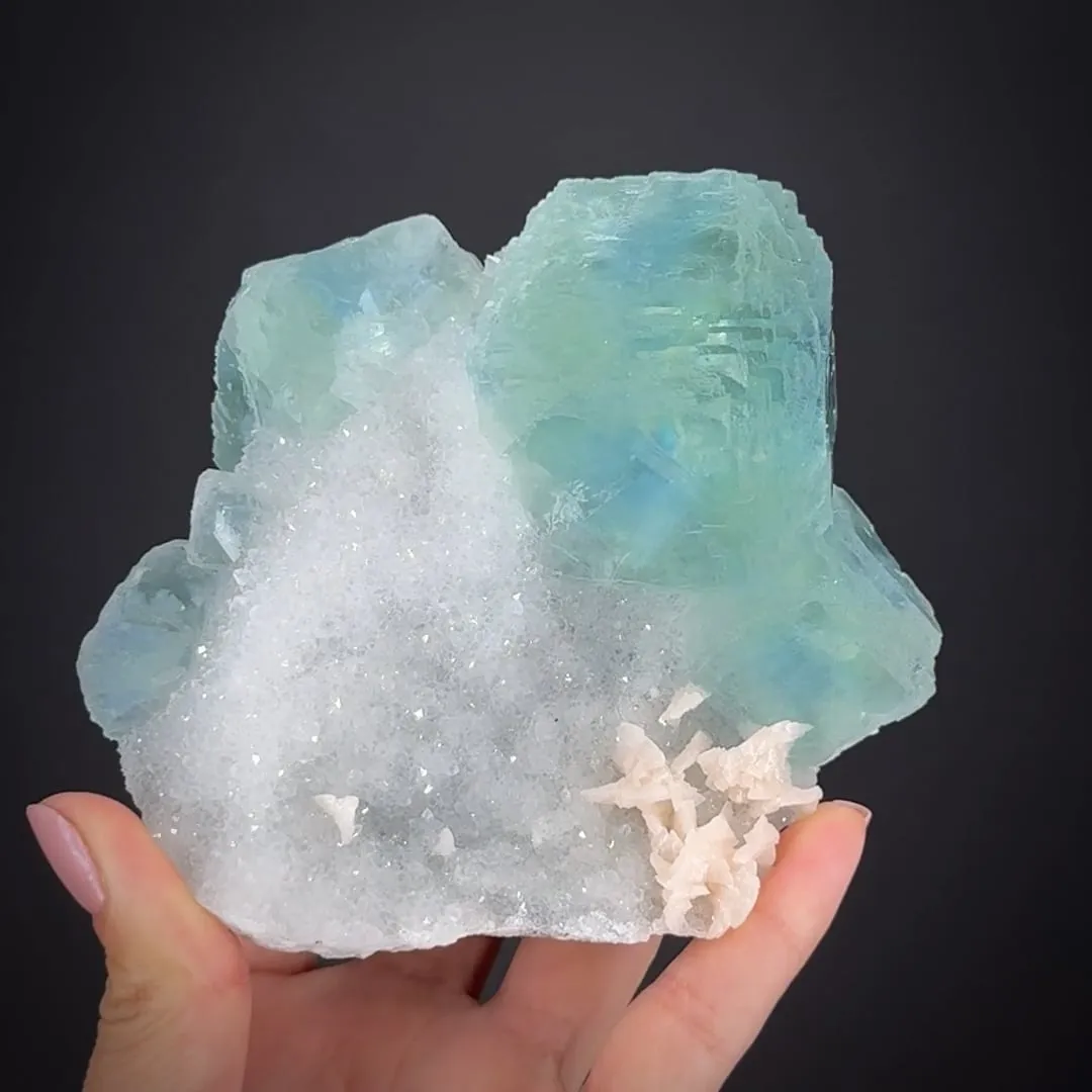 Fluorite with Dolomite on Quartz - image 1