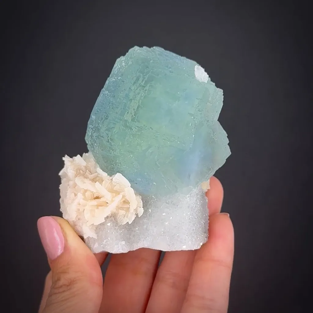 Fluorite with Dolomite on Quartz image