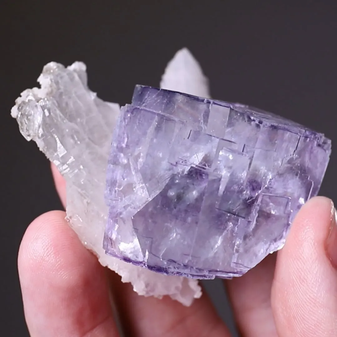 Fluorite with Dolomite on Quartz - image 2