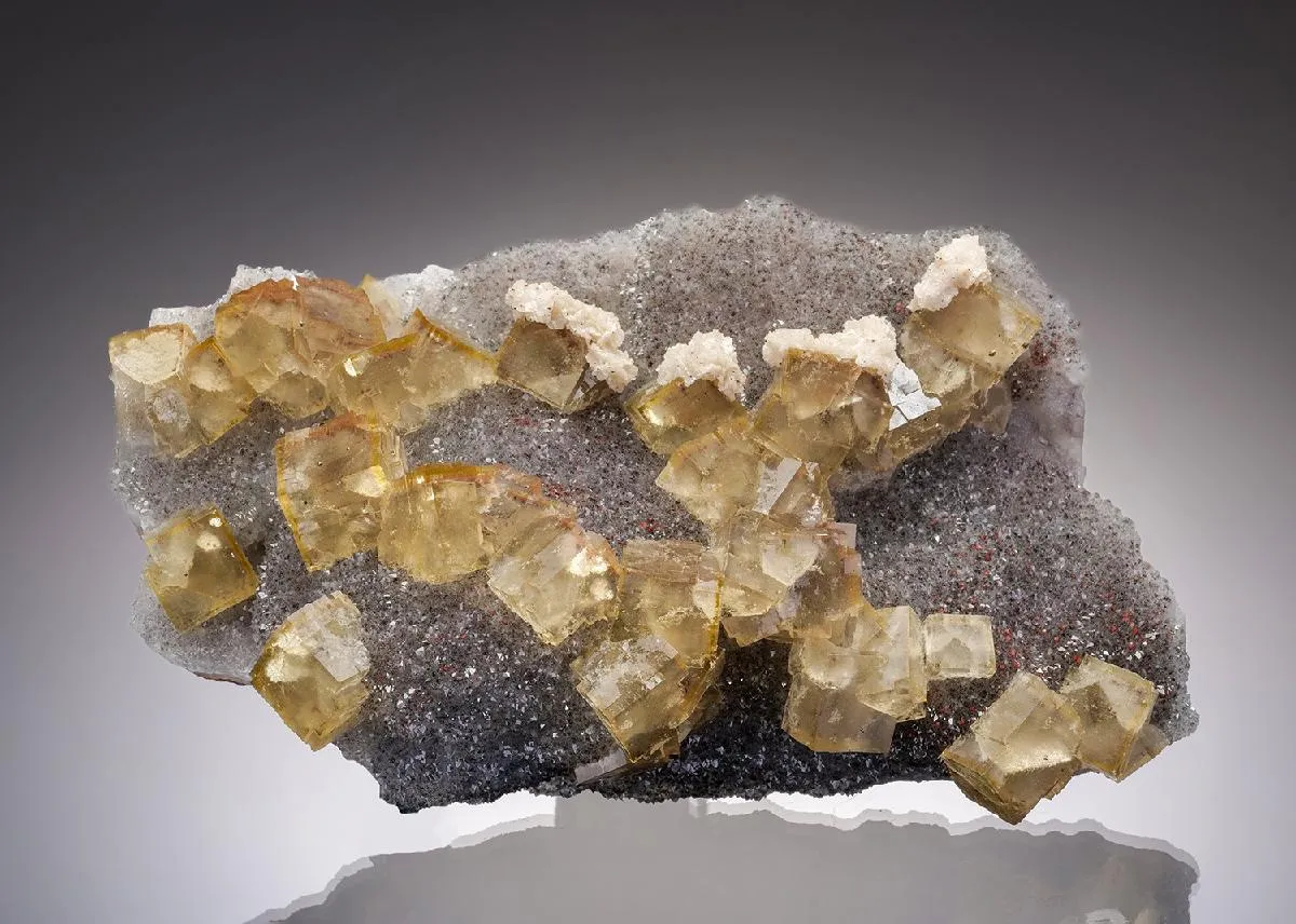 Fluorite with Dolomite, Pyrite Chalcopyrite, Quartz and Cinnabar inclusions - image 1