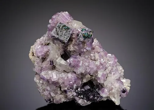 Fluorite with Fluorapatite Chalcopyrite and Quartz