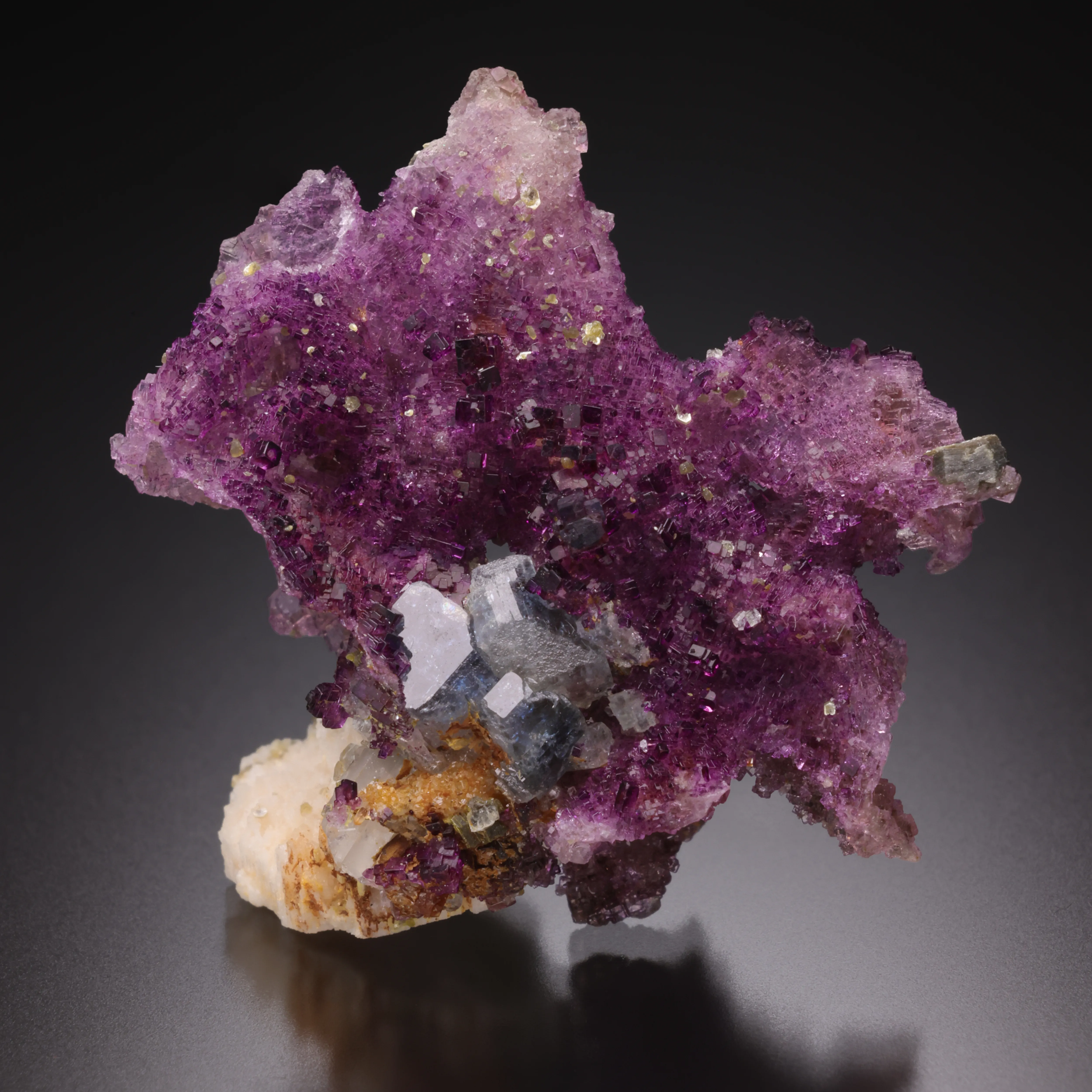 Fluorite with Fluorapatite on Microcline - image 1