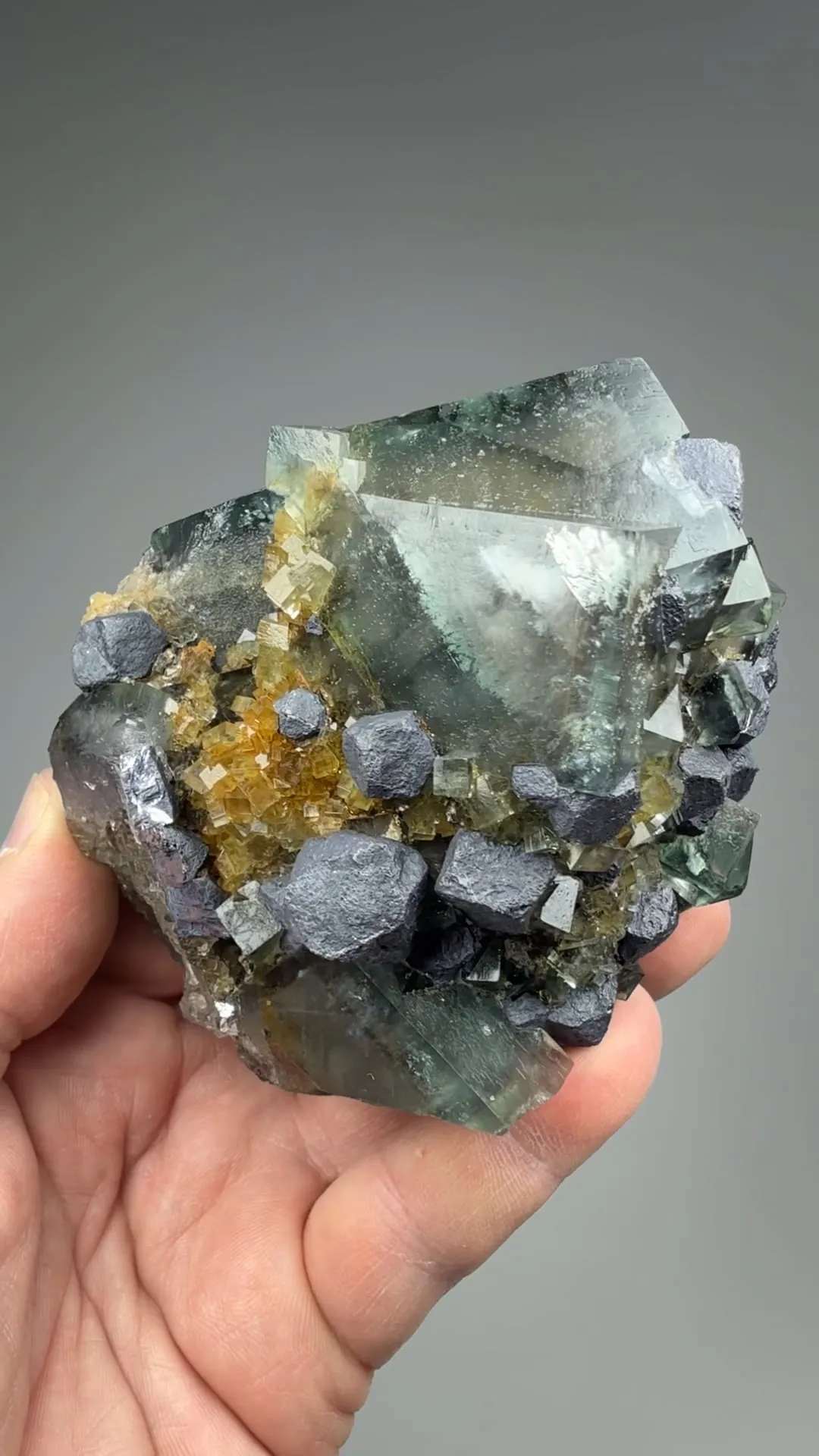 Fluorite with Galena, Quartz - image 2